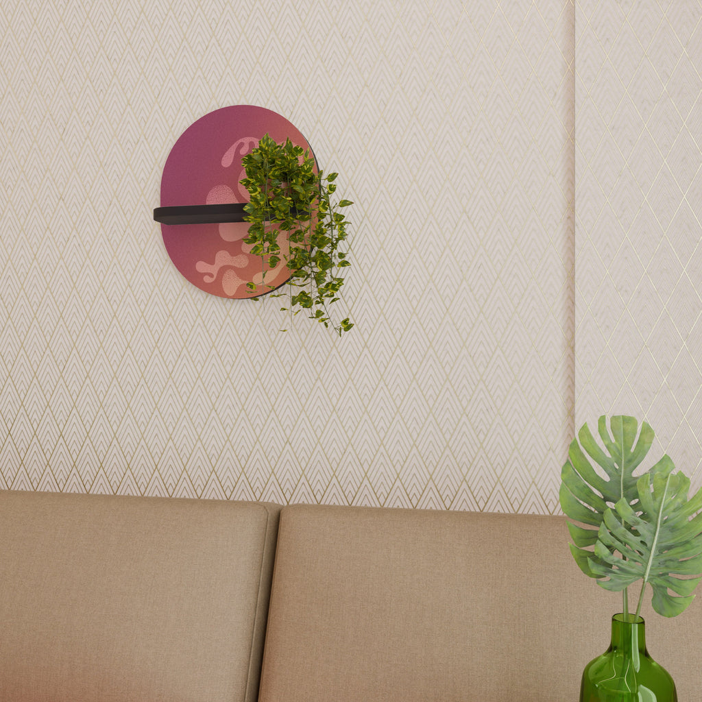 IRREGULAR PINK Prateleira Oval Decorativa em Acabamento Preto