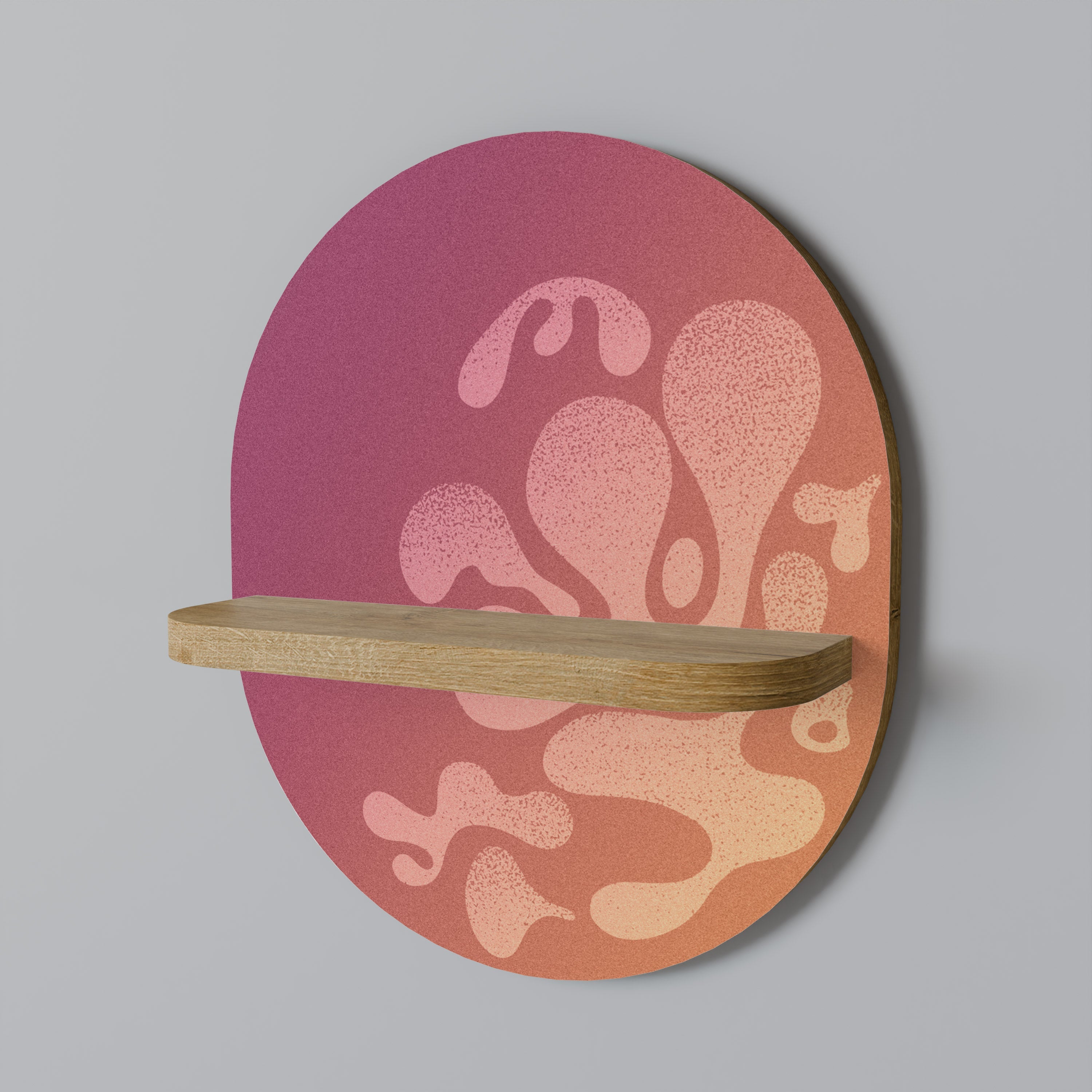 IRREGULAR PINK Prateleira Oval Decorativa em Efeito Carvalho