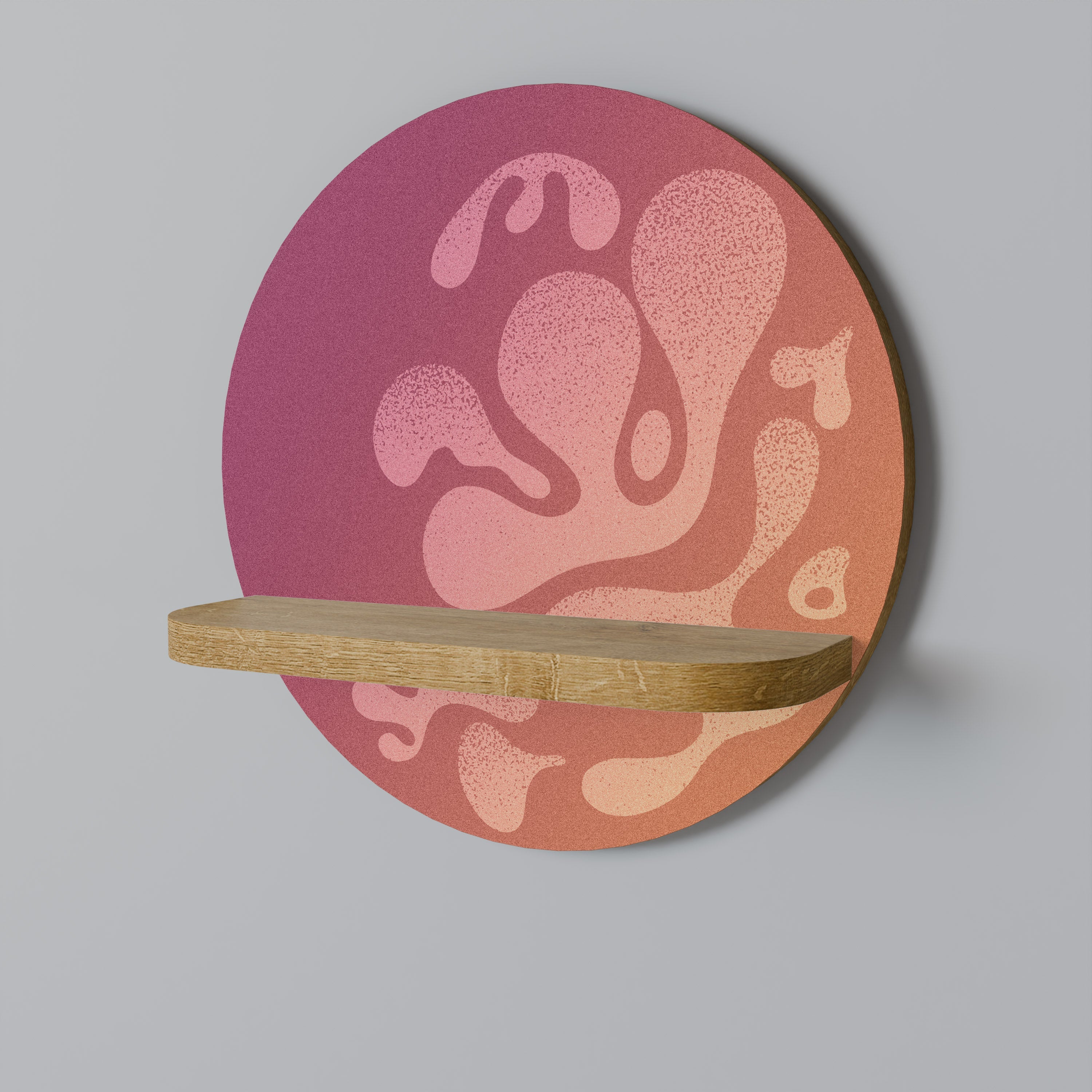 IRREGULAR PINK Prateleira Redonda Decorativa em Efeito Carvalho