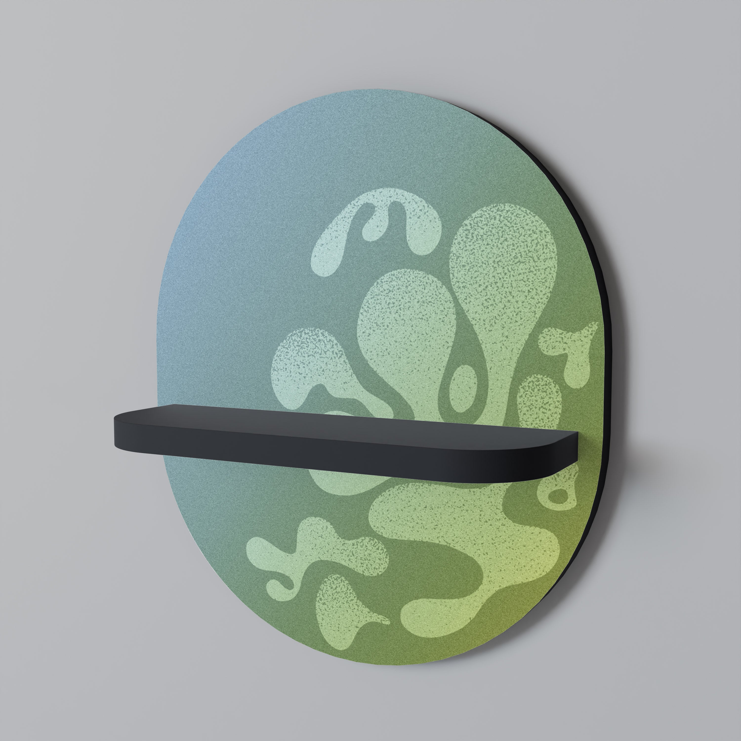 IRREGULAR BLUE Prateleira Oval Decorativa em Acabamento Preto