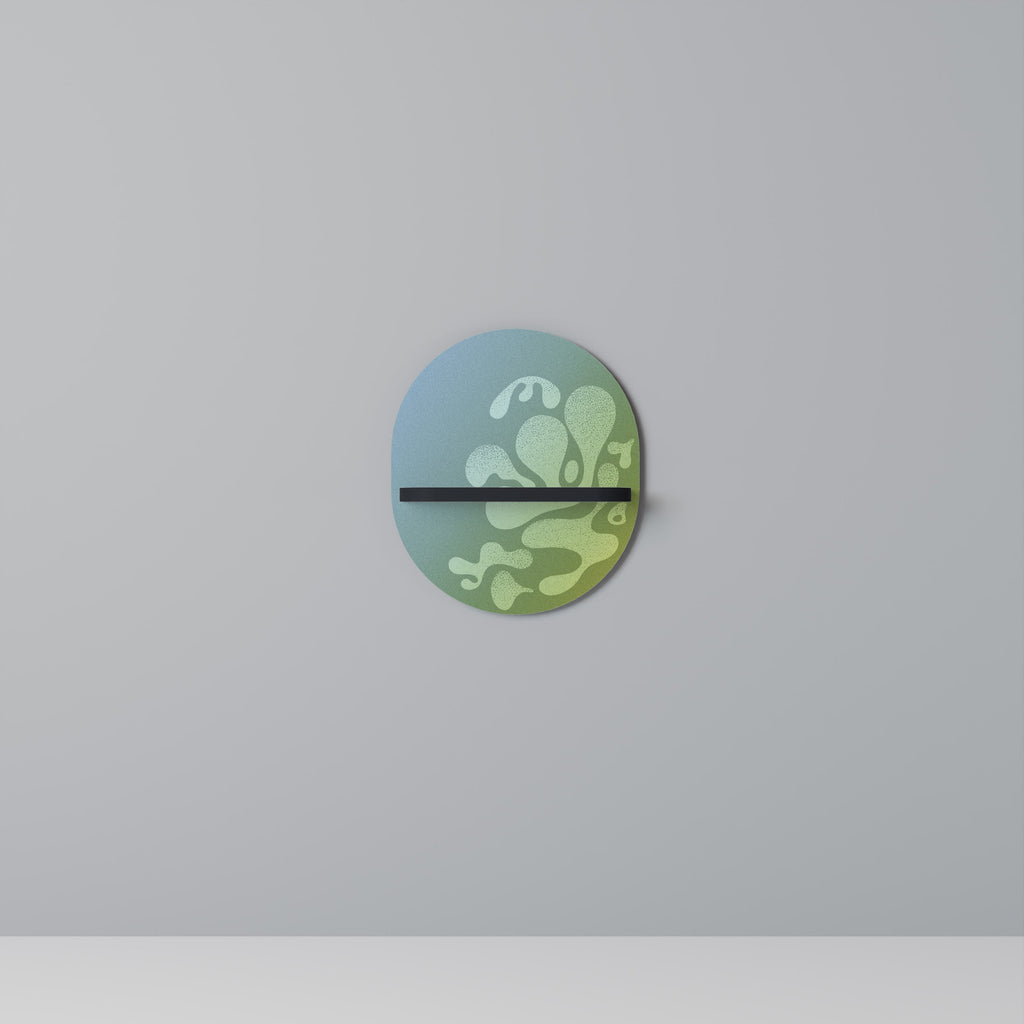 IRREGULAR BLUE Prateleira Oval Decorativa em Acabamento Preto