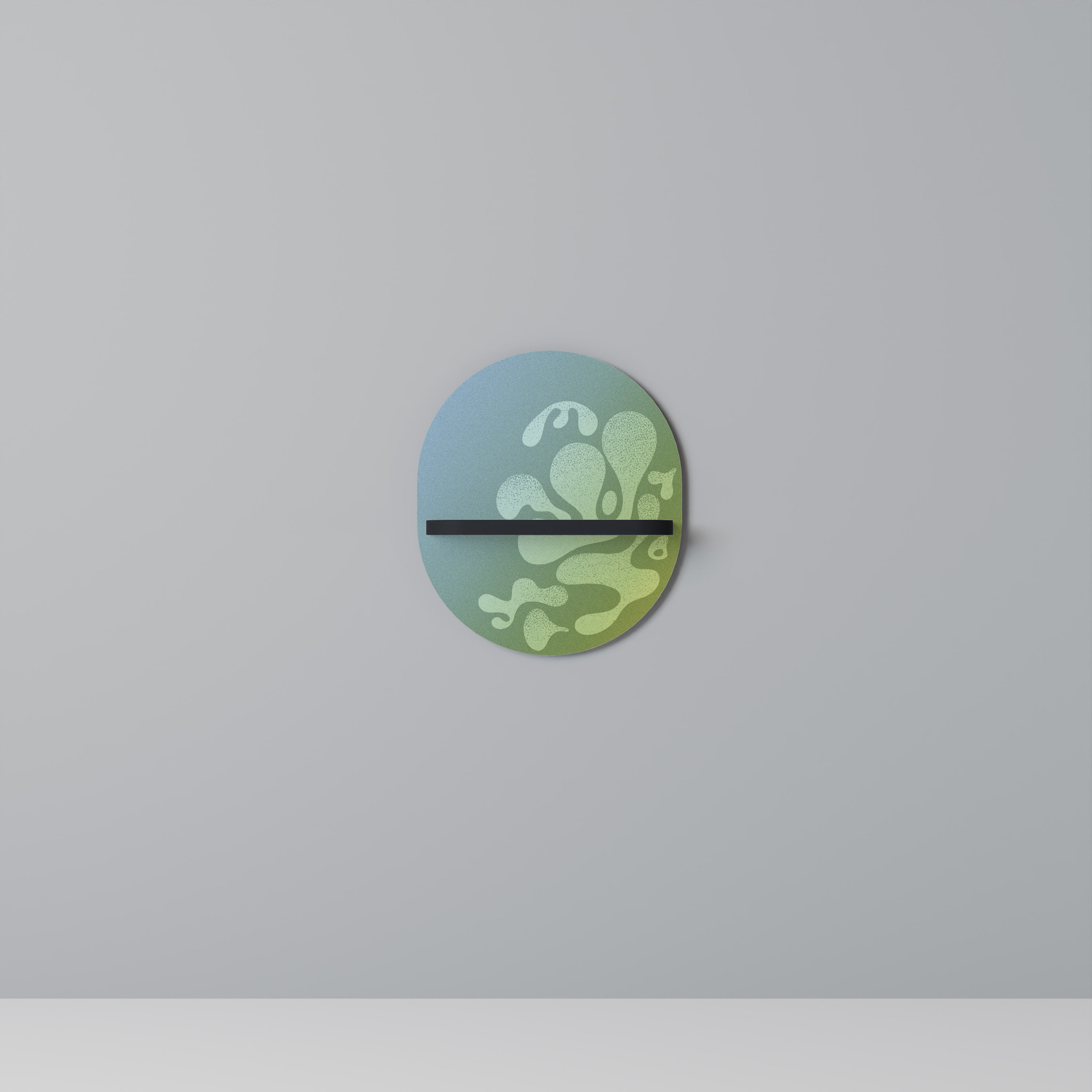 IRREGULAR BLUE Prateleira Oval Decorativa em Acabamento Preto