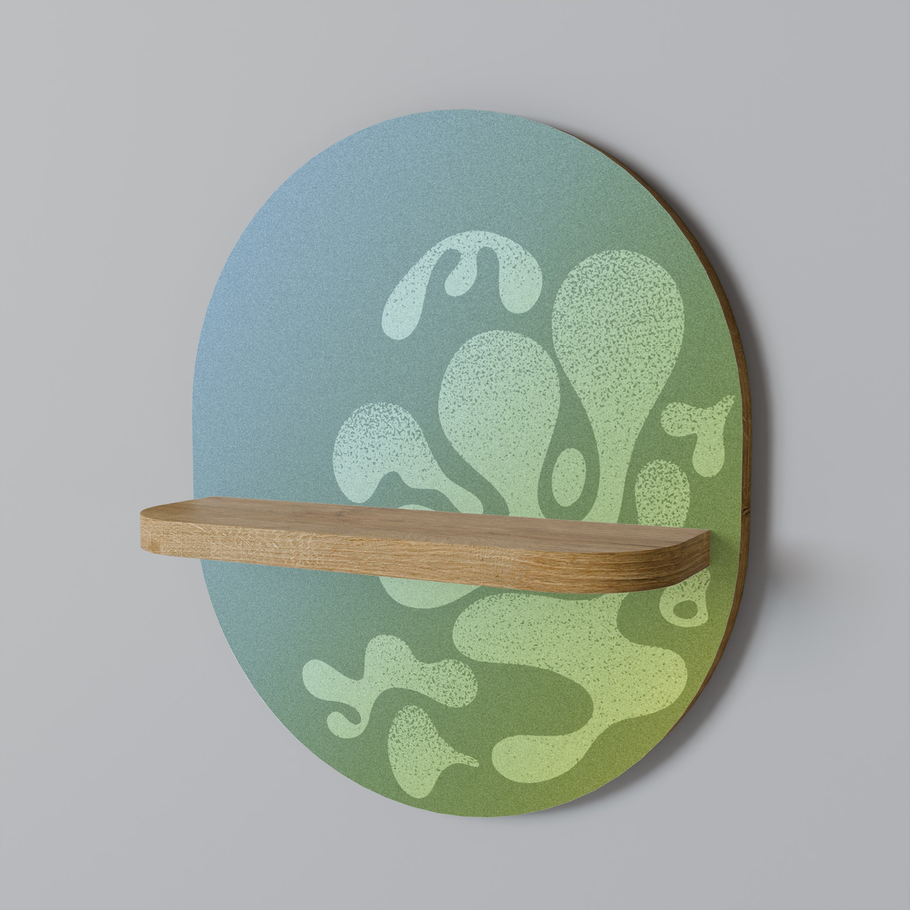 IRREGULAR BLUE Prateleira Oval Decorativa em Efeito Carvalho