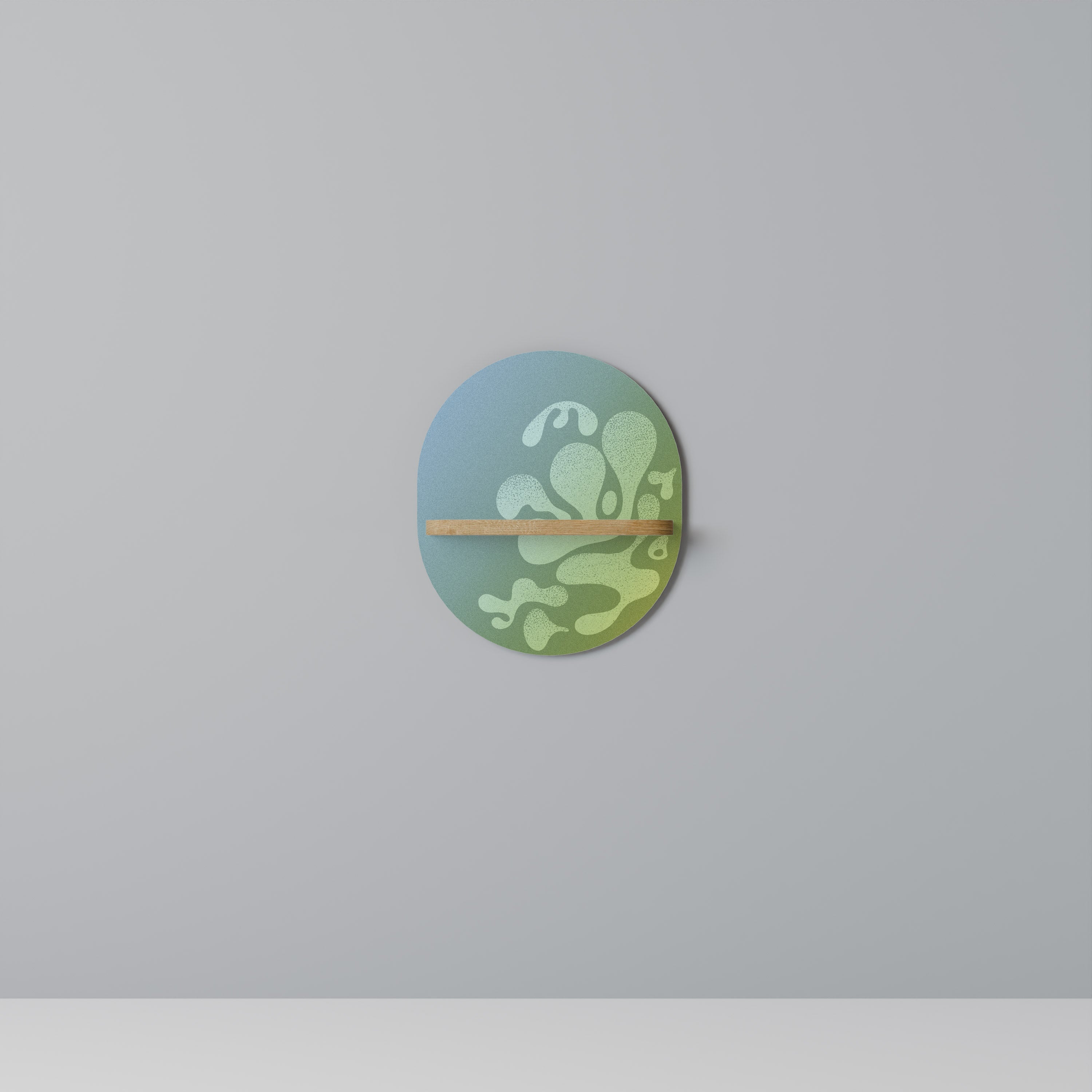 IRREGULAR BLUE Prateleira Oval Decorativa em Efeito Carvalho