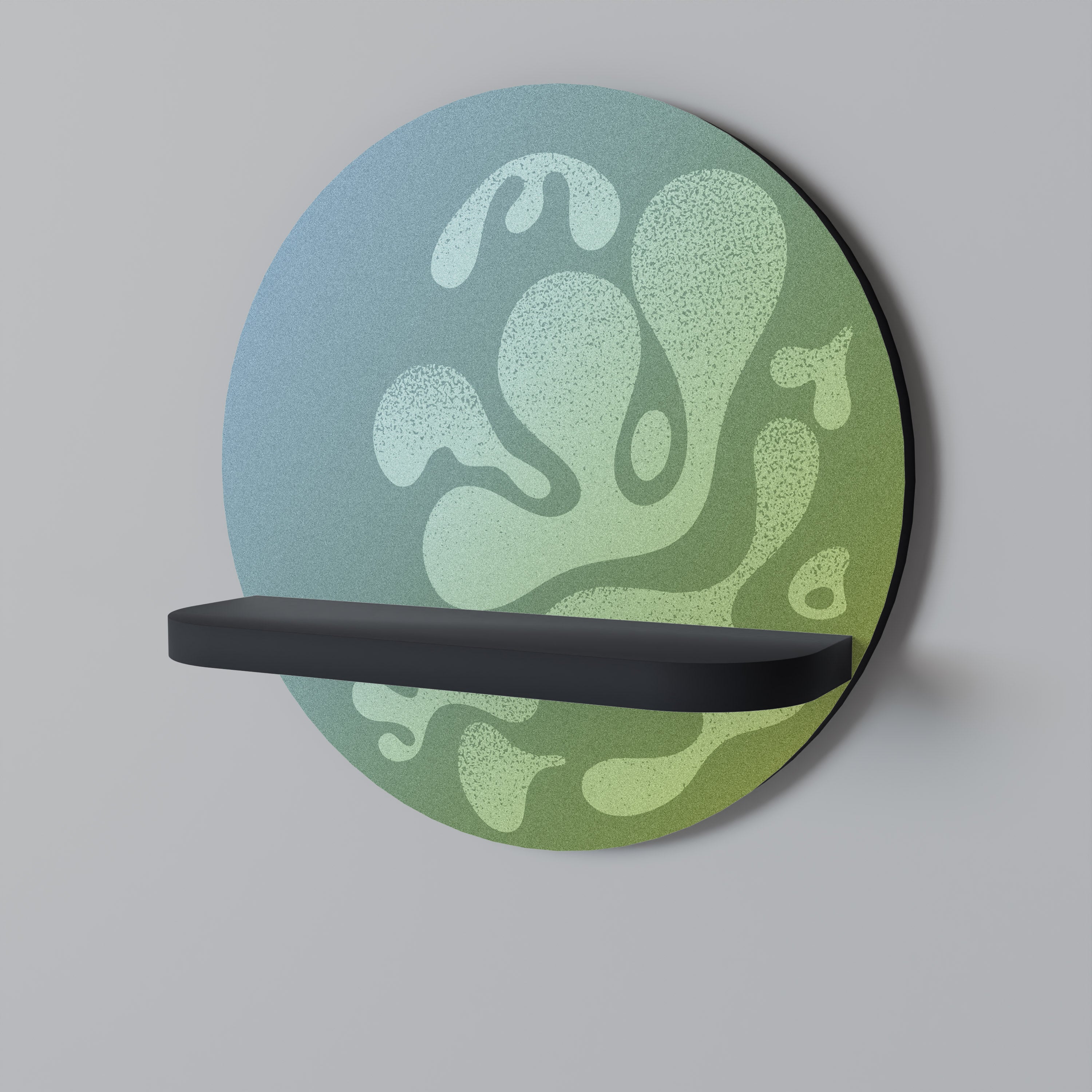 IRREGULAR BLUE Prateleira Redonda Decorativa em Acabamento Preto