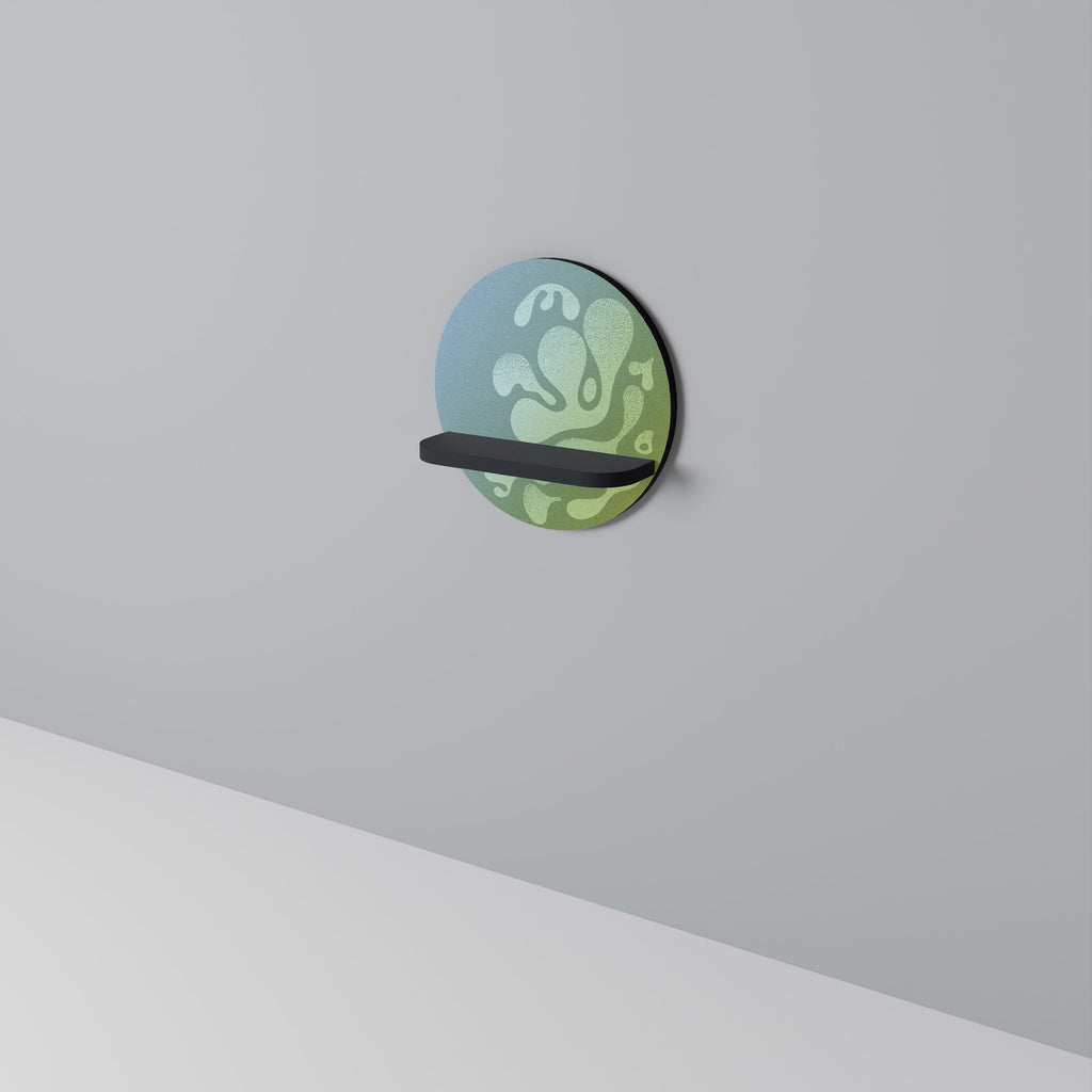 IRREGULAR BLUE Round Art Shelf In Black Finish