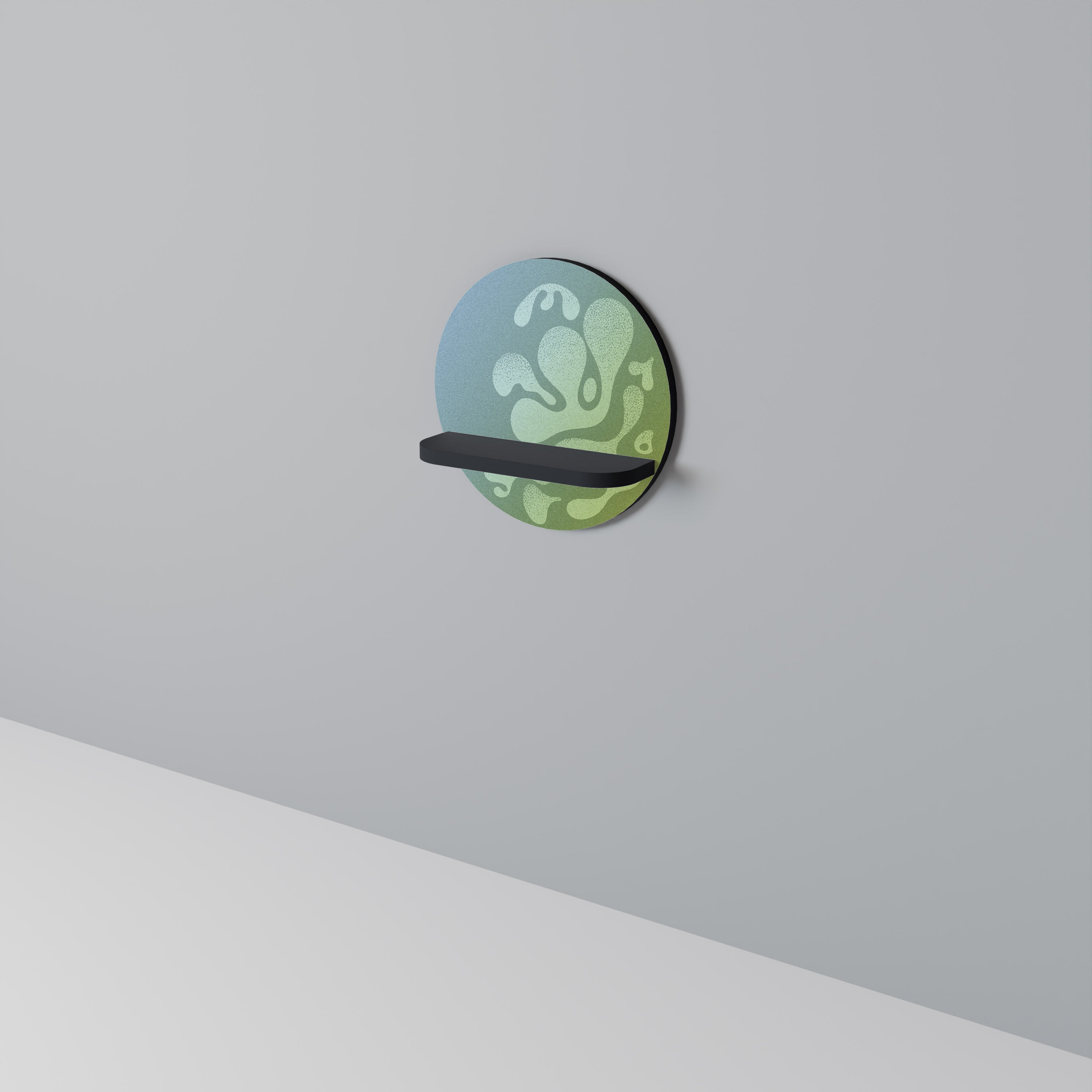 IRREGULAR BLUE Prateleira Redonda Decorativa em Acabamento Preto