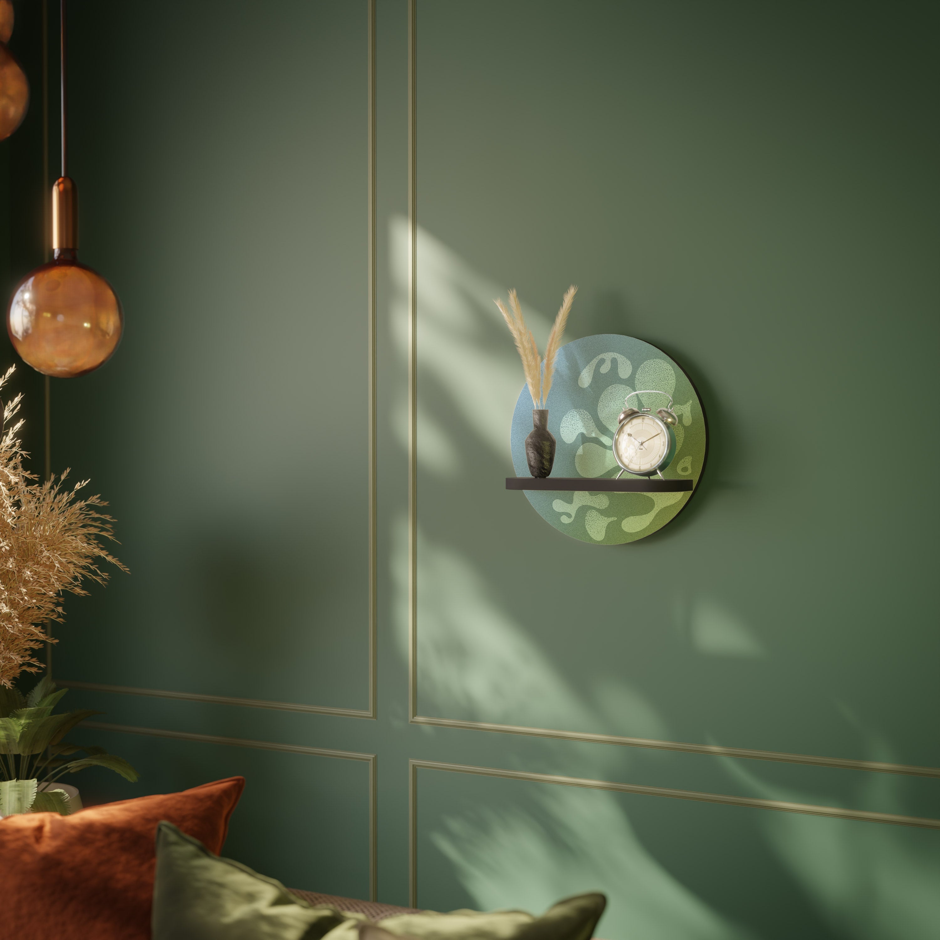 IRREGULAR BLUE Prateleira Redonda Decorativa em Acabamento Preto