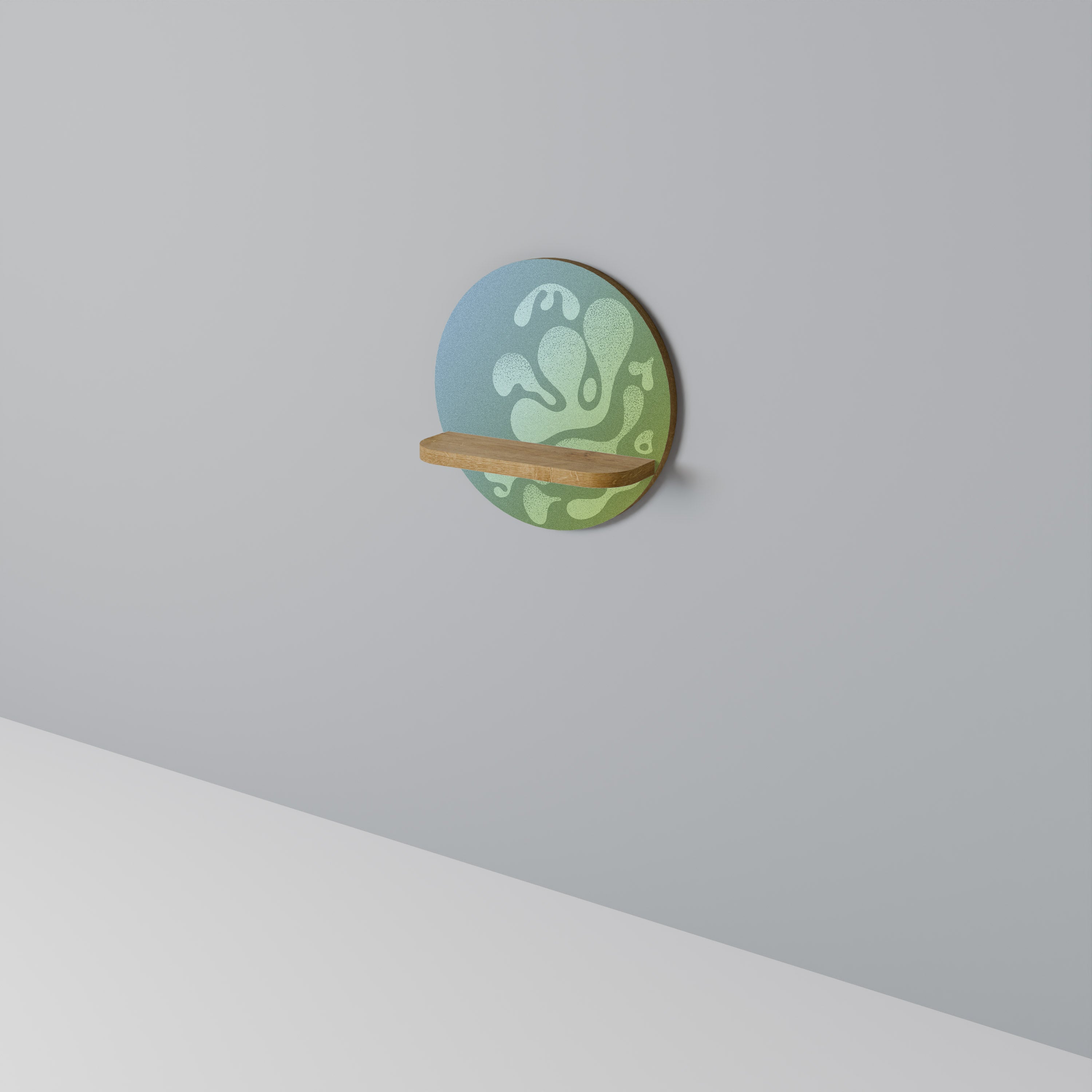 IRREGULAR BLUE Prateleira Redonda Decorativa em Efeito Carvalho