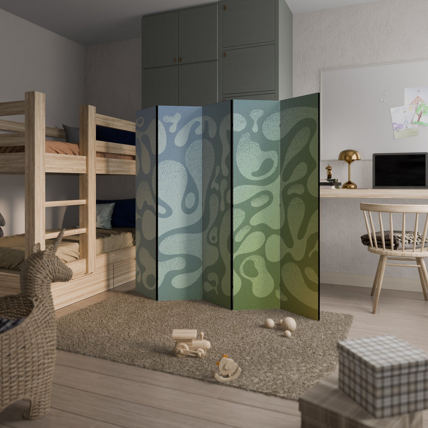 IRREGULAR BLUE 5-Panel Room Divider