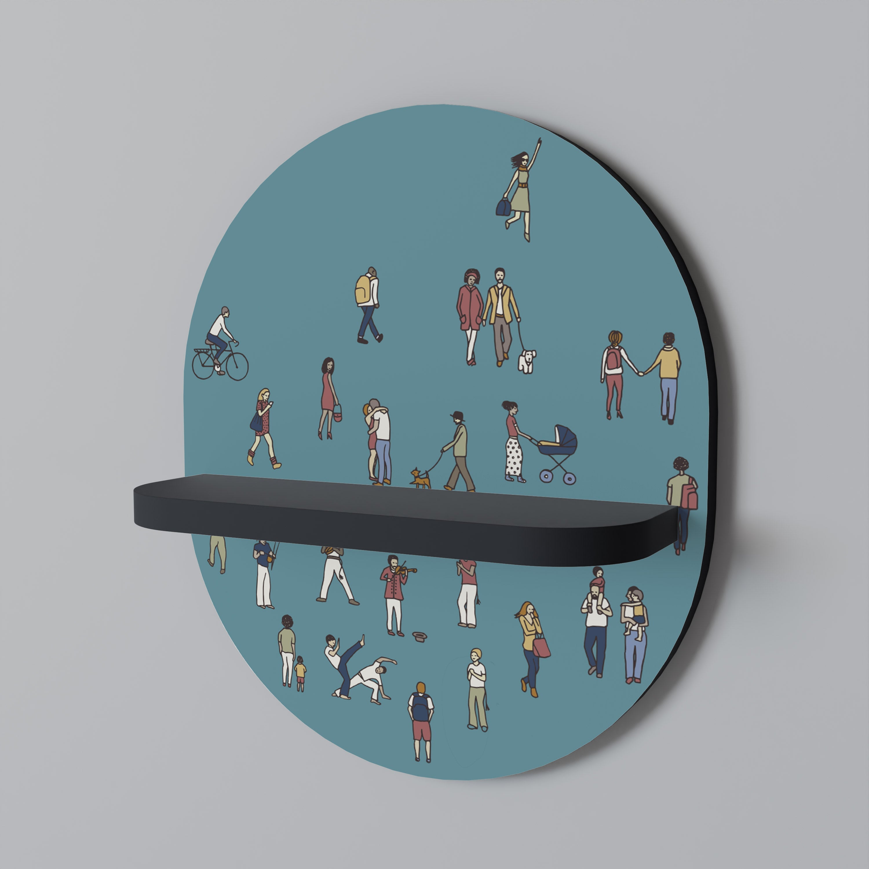 COLLECTIVE STREAM Prateleira Oval Decorativa em Acabamento Preto