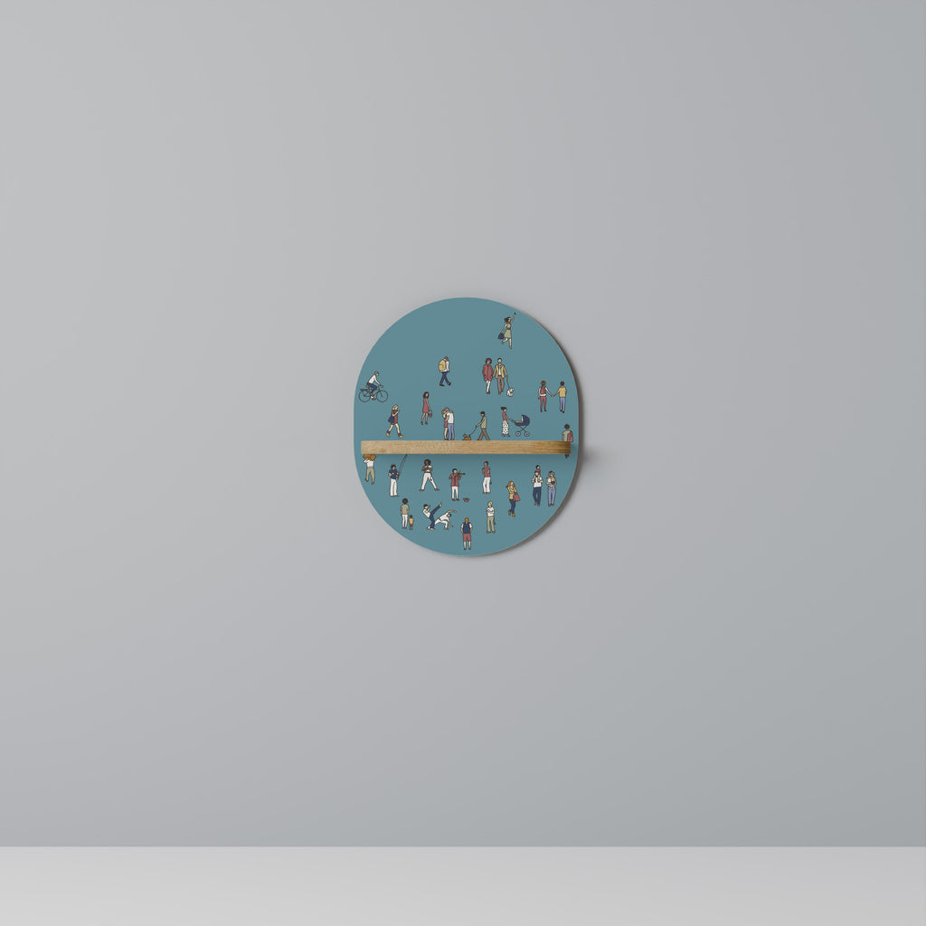 COLLECTIVE STREAM Prateleira Oval Decorativa em Efeito Carvalho