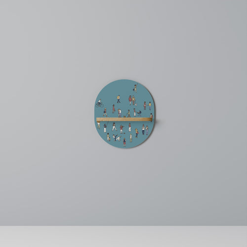 COLLECTIVE STREAM Oval Art Shelf In Oak Effect