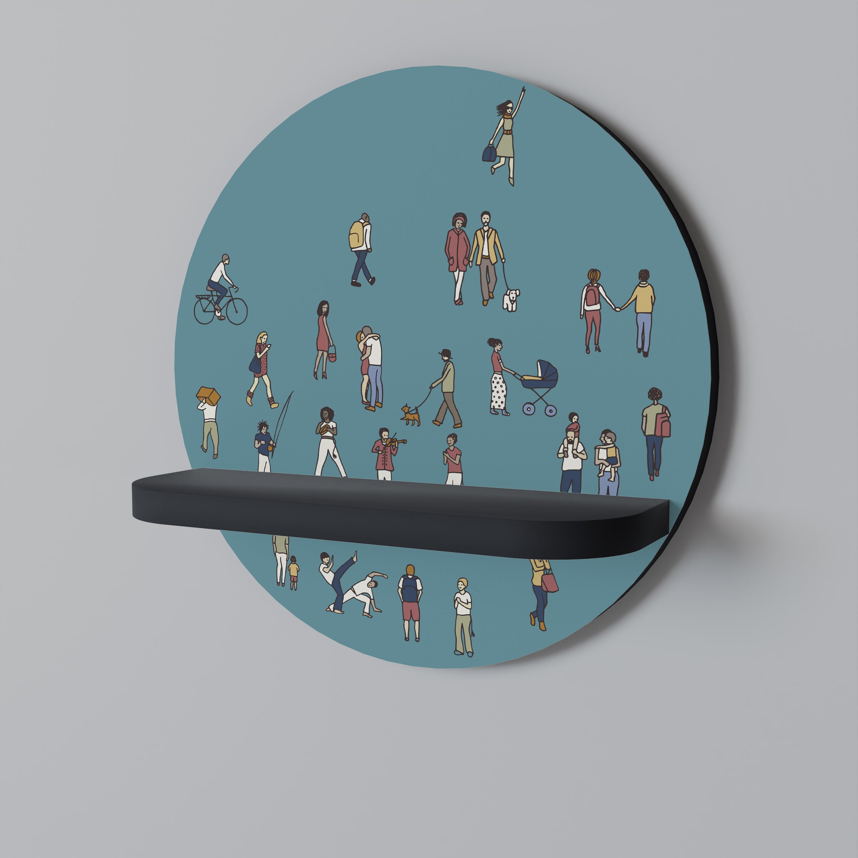 COLLECTIVE STREAM Prateleira Redonda Decorativa em Acabamento Preto