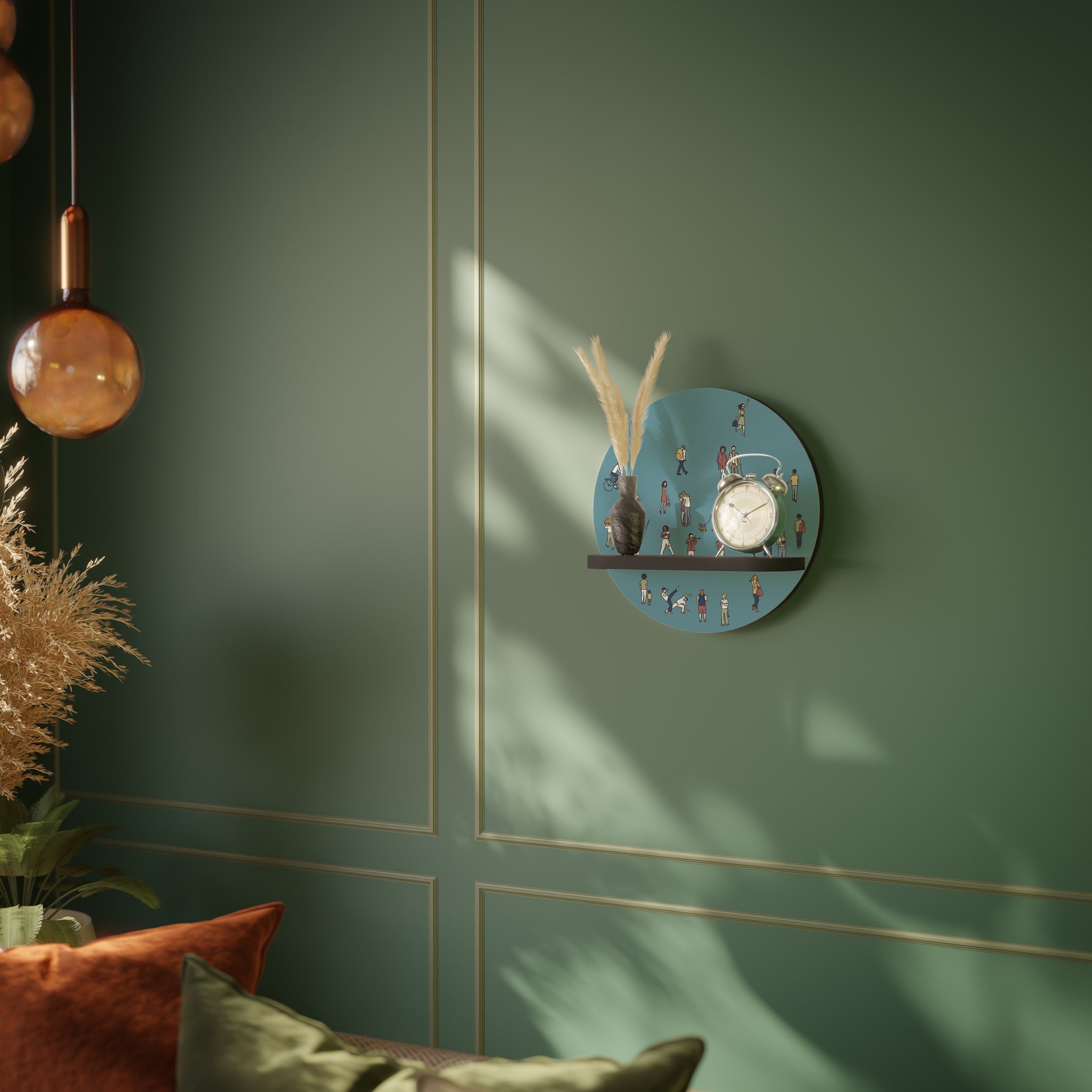 COLLECTIVE STREAM Prateleira Redonda Decorativa em Acabamento Preto