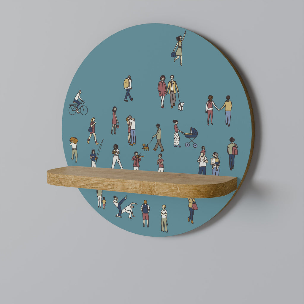 COLLECTIVE STREAM Prateleira Redonda Decorativa em Efeito Carvalho