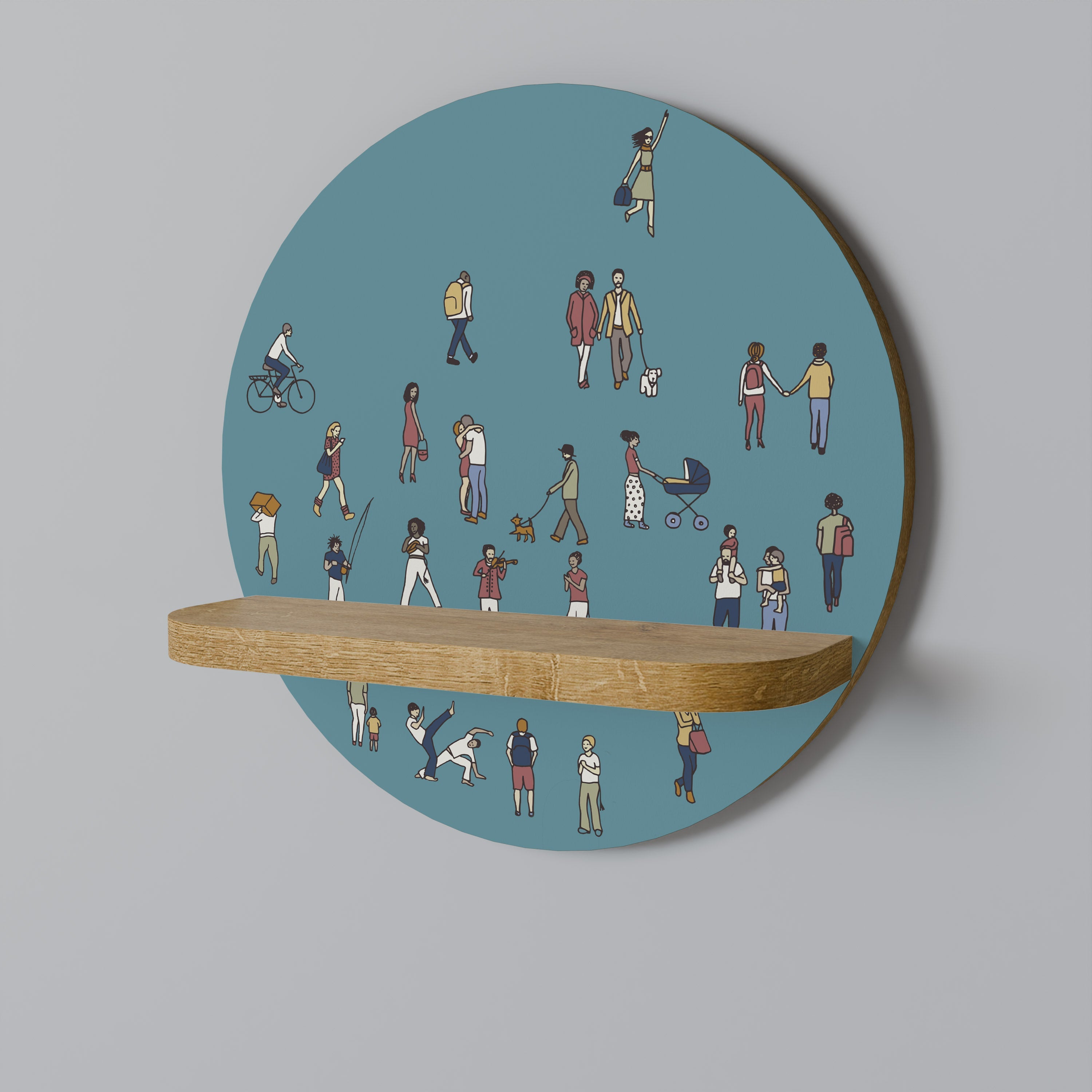 COLLECTIVE STREAM Prateleira Redonda Decorativa em Efeito Carvalho