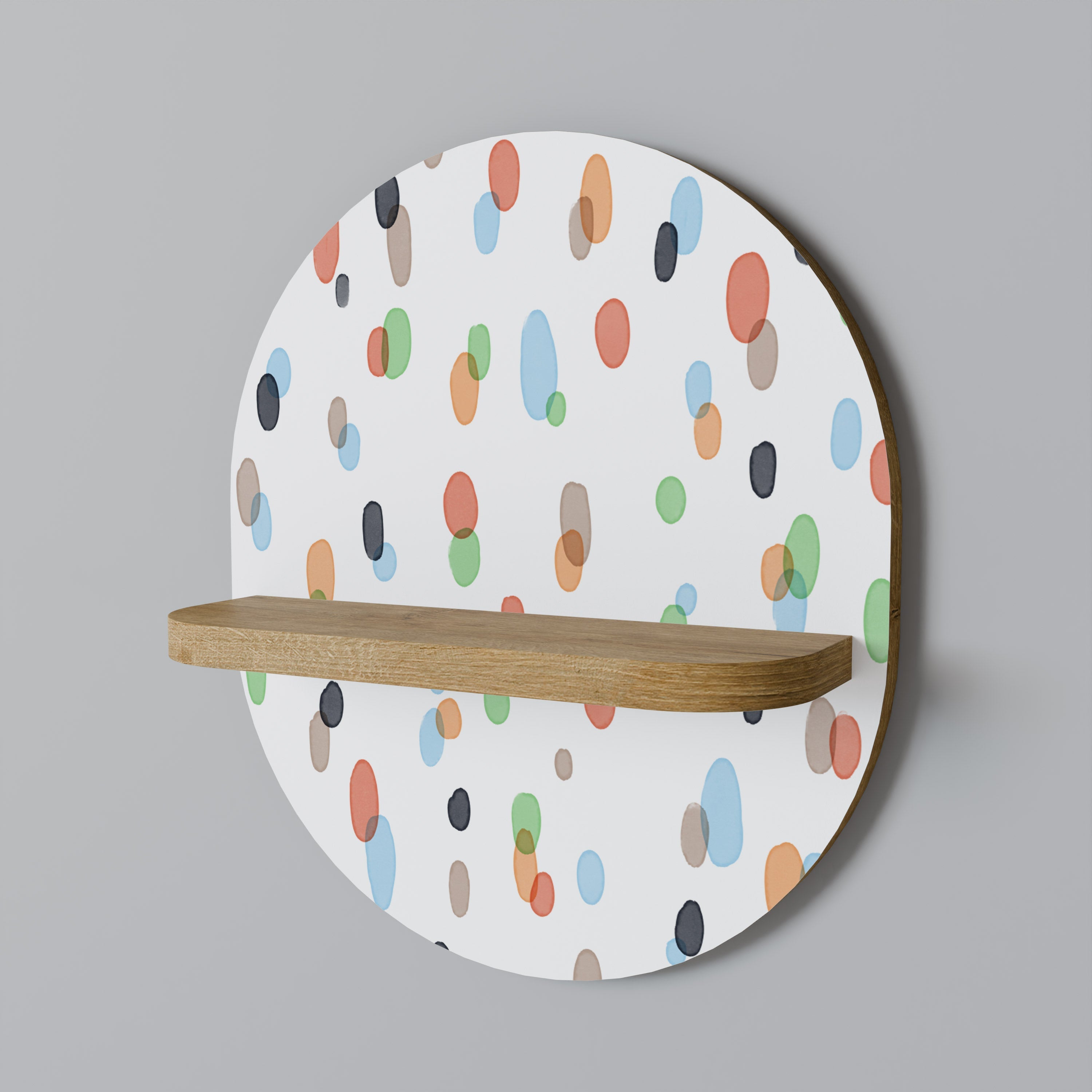 ENERGETIC SPOTS Prateleira Oval Decorativa em Efeito Carvalho