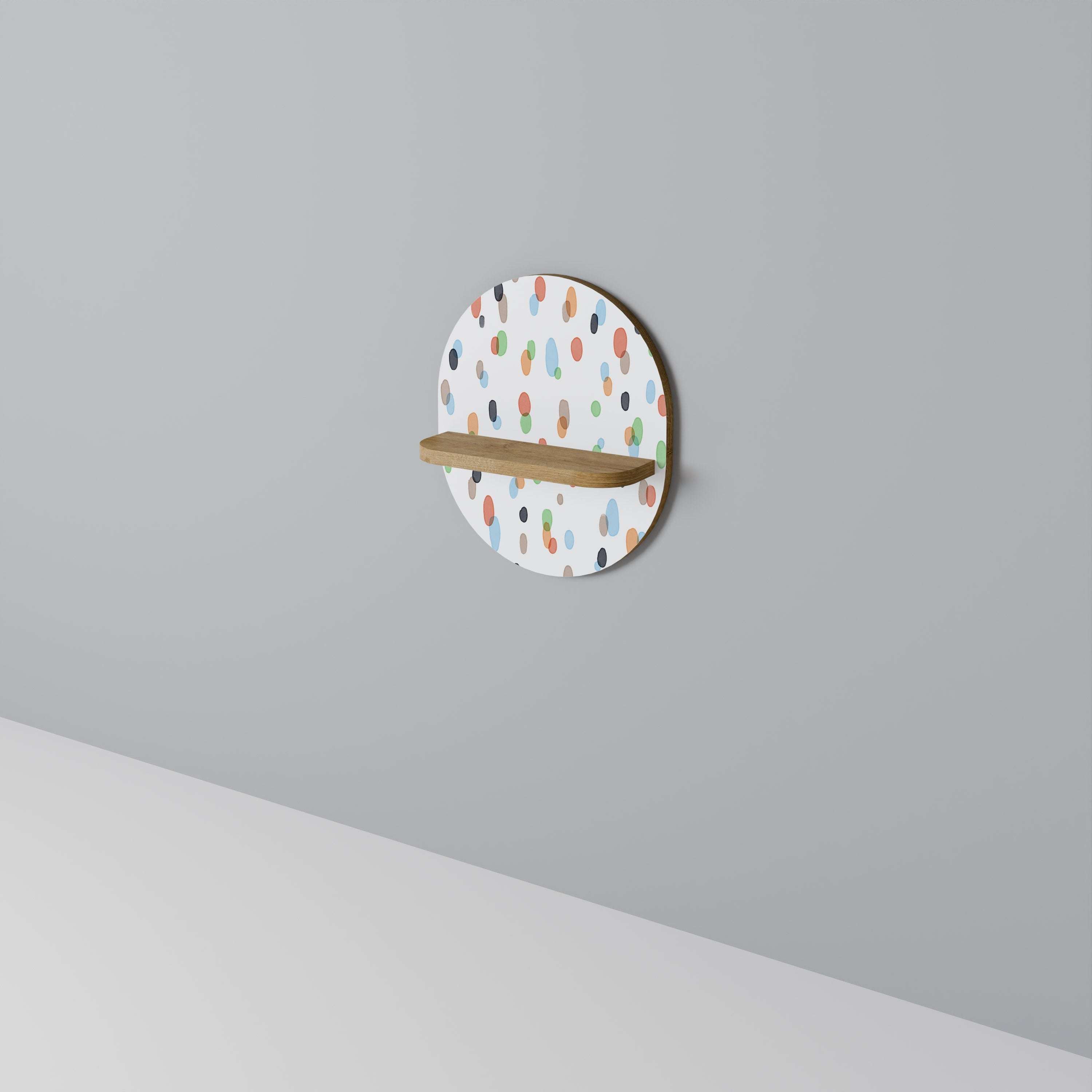 ENERGETIC SPOTS Prateleira Oval Decorativa em Efeito Carvalho