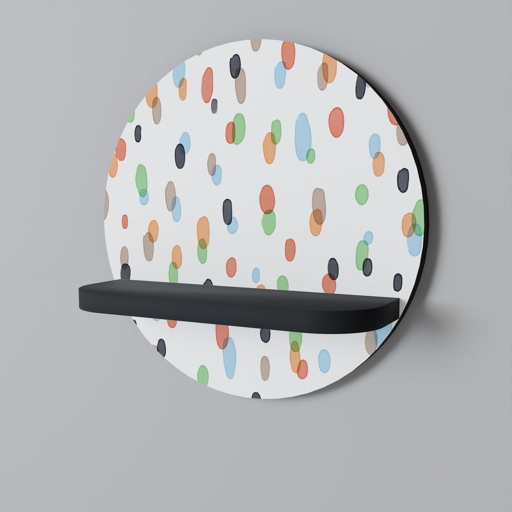 ENERGETIC SPOTS Round Art Shelf In Black Finish