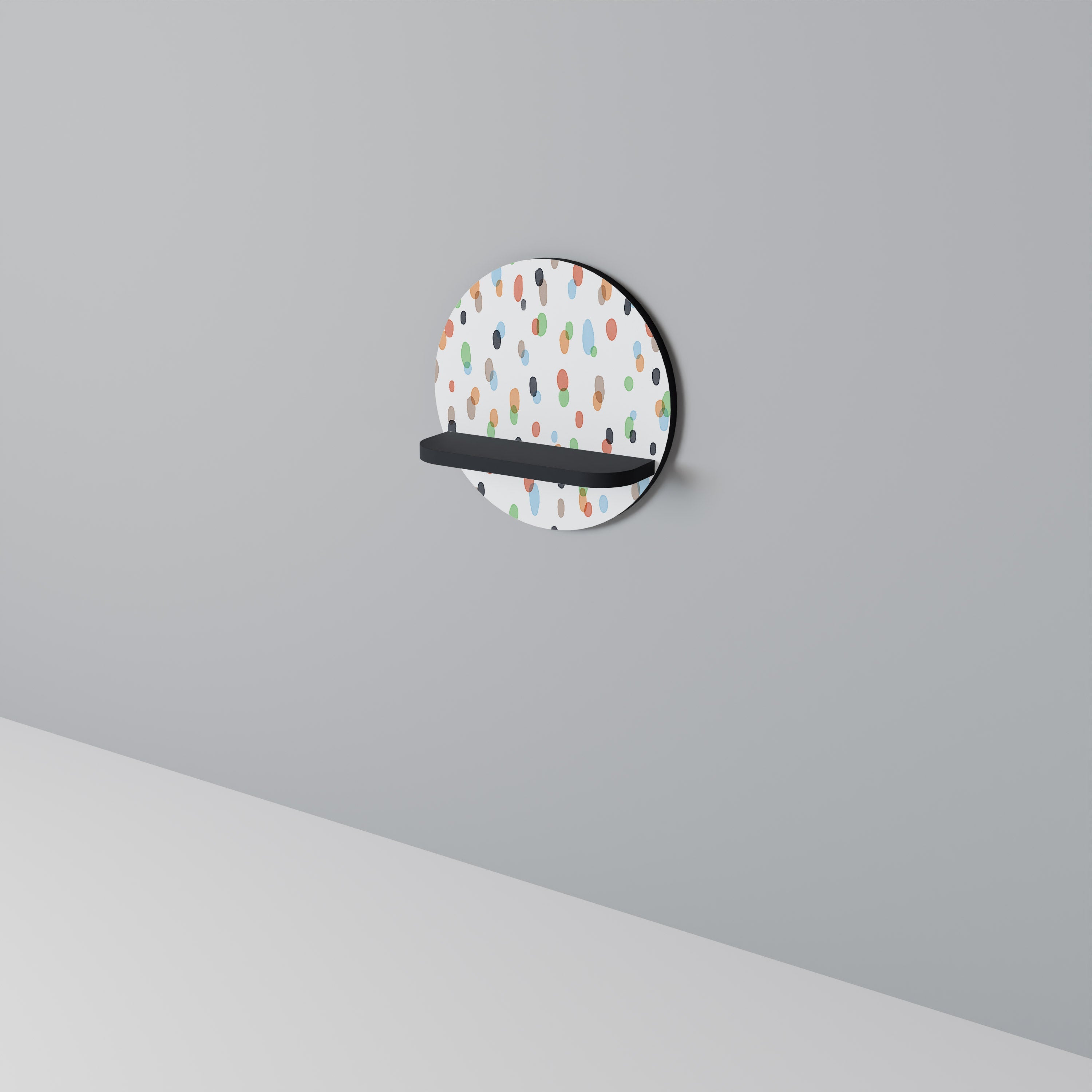 ENERGETIC SPOTS Prateleira Redonda Decorativa em Acabamento Preto