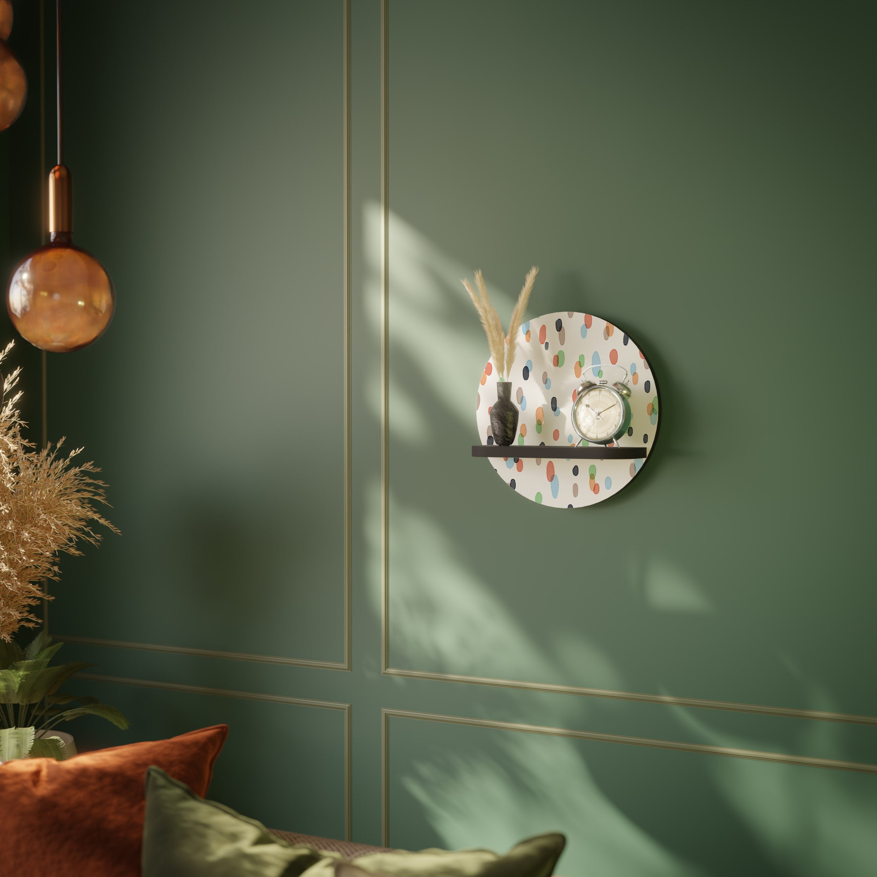 ENERGETIC SPOTS Prateleira Redonda Decorativa em Acabamento Preto