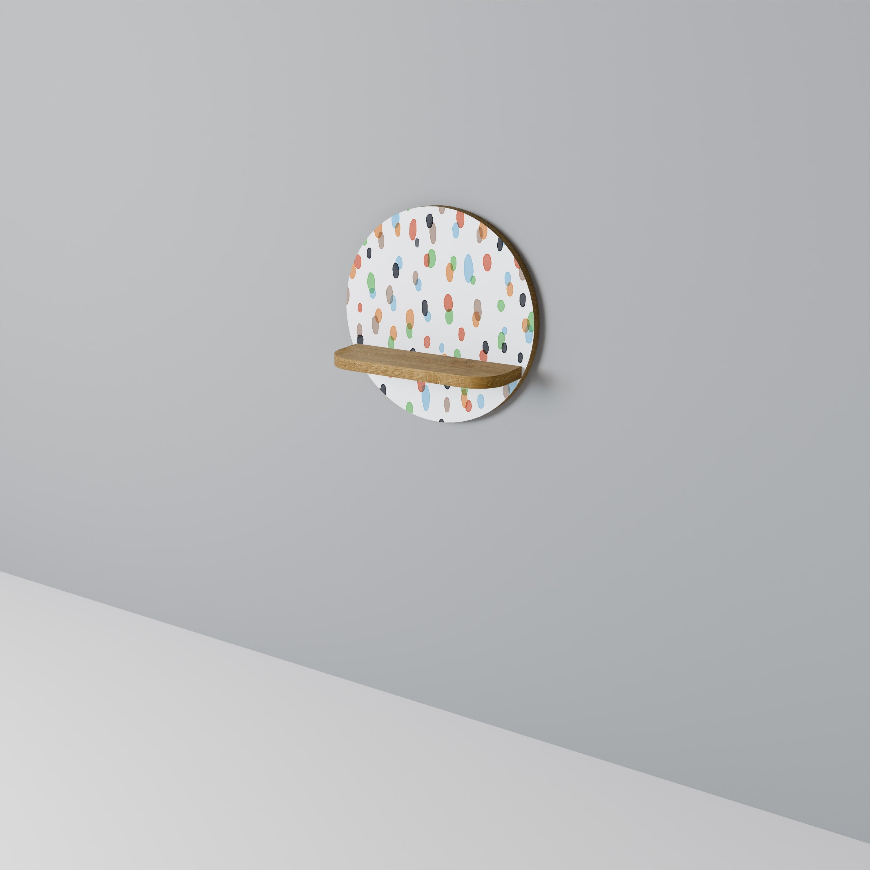 ENERGETIC SPOTS Prateleira Redonda Decorativa em Efeito Carvalho