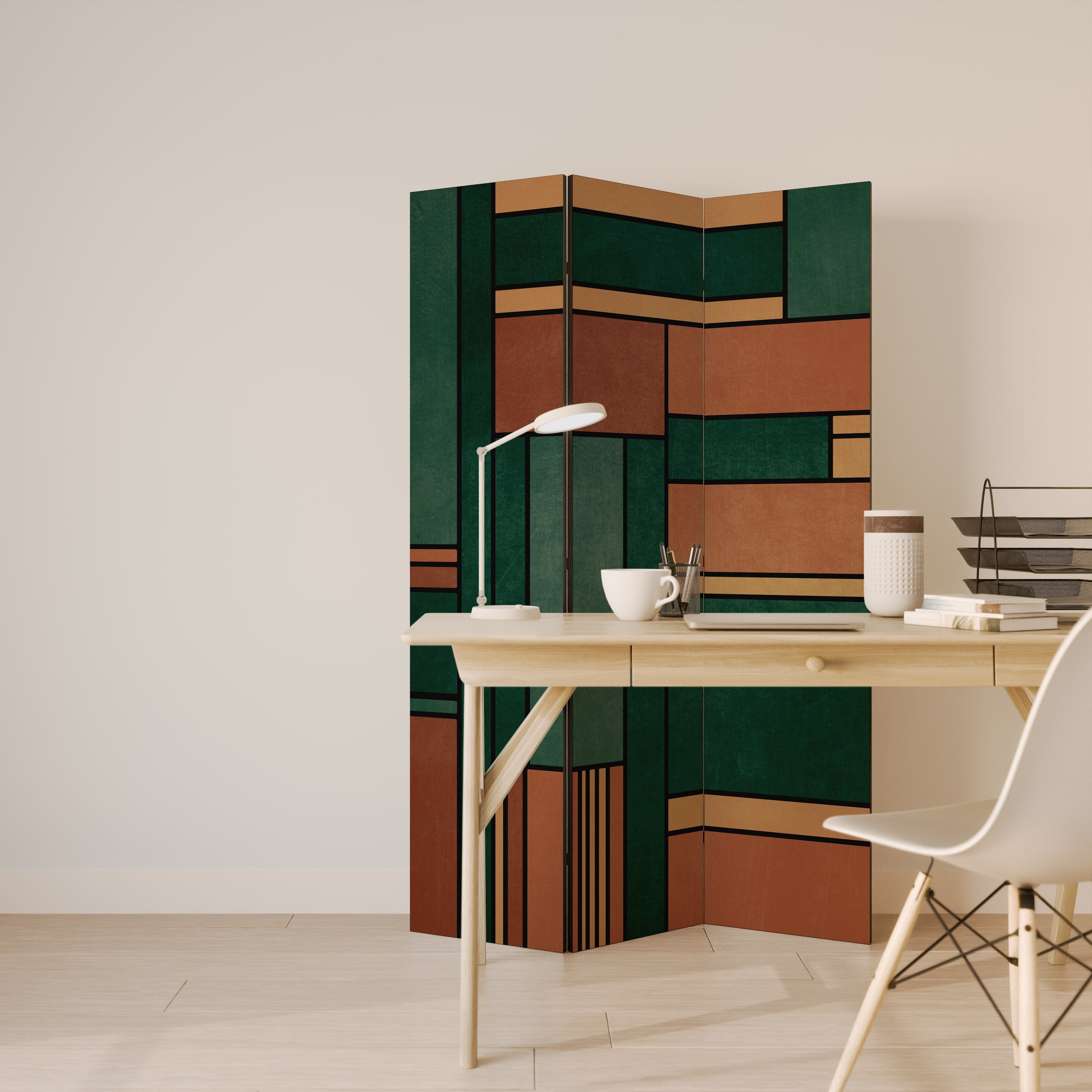 EARTHY FIGURES Biombo Decorativo de 3 Painéis