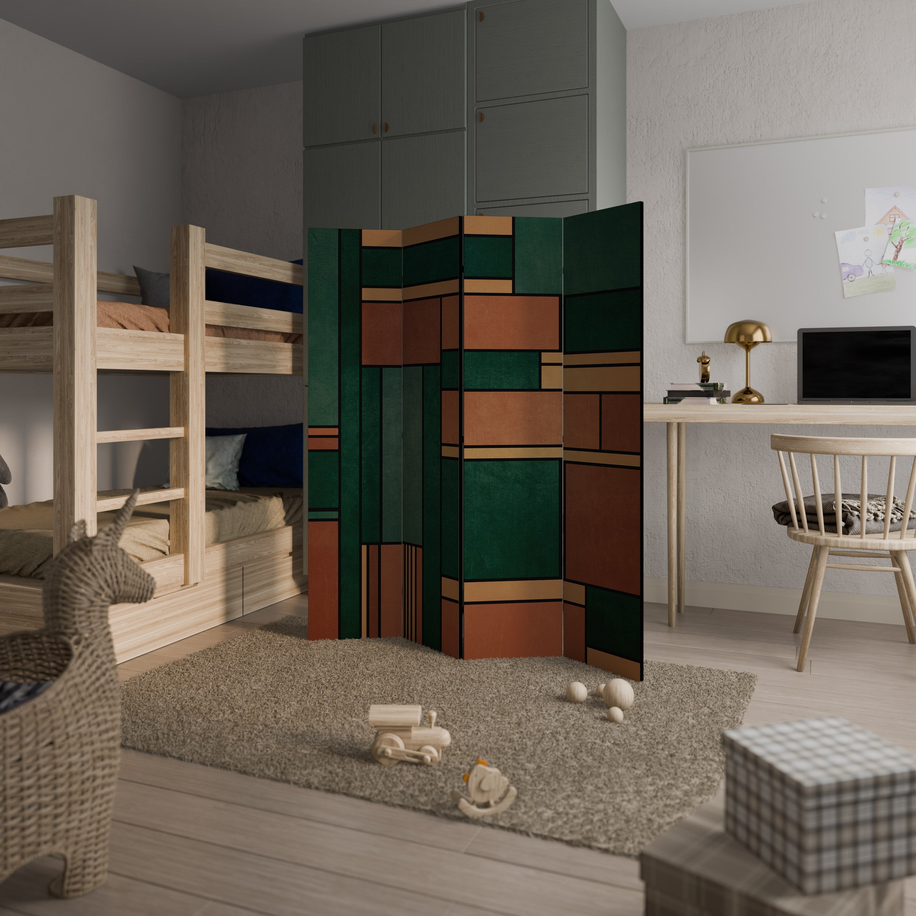 EARTHY FIGURES Biombo Decorativo de 4 Painéis