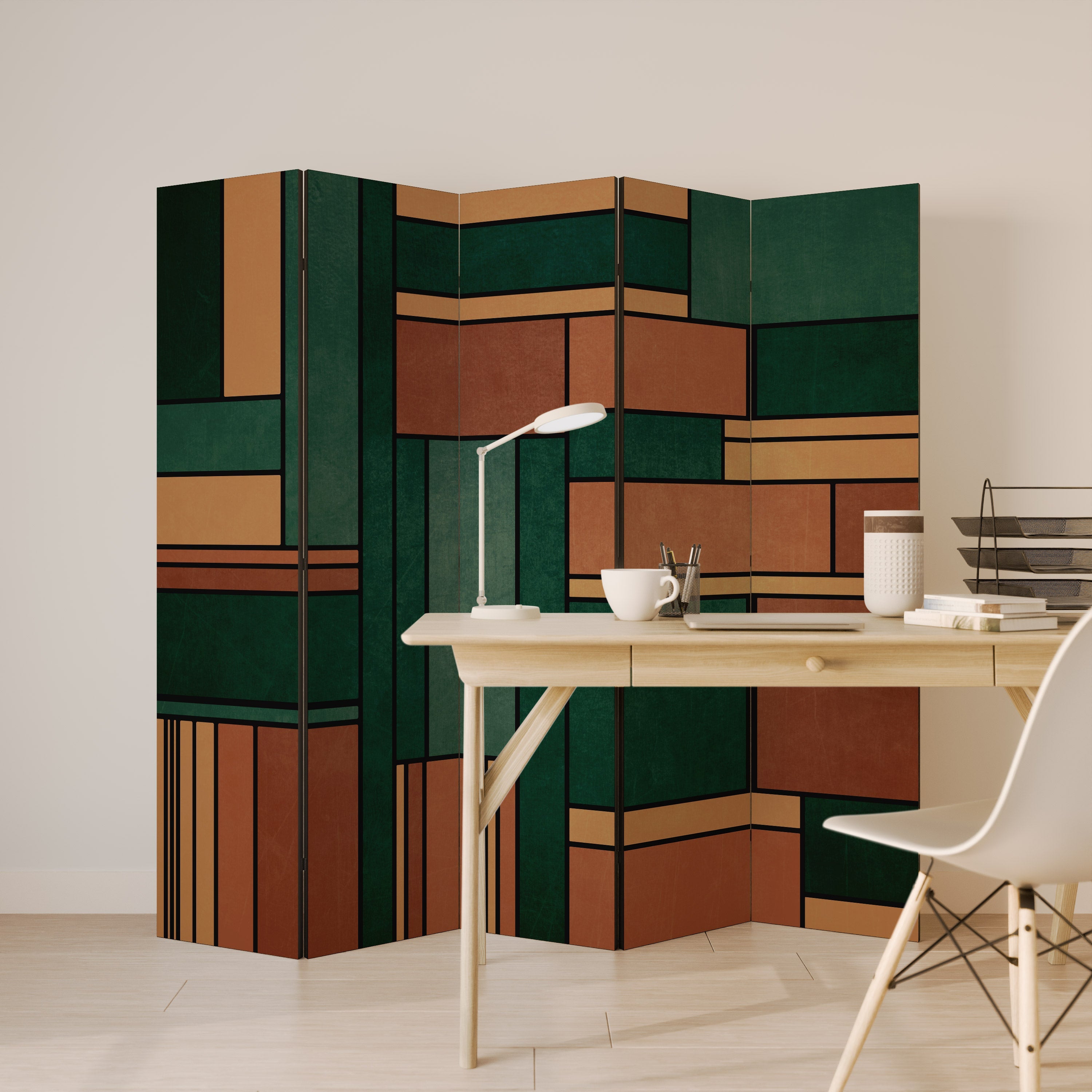 EARTHY FIGURES Biombo Decorativo de 5 Painéis