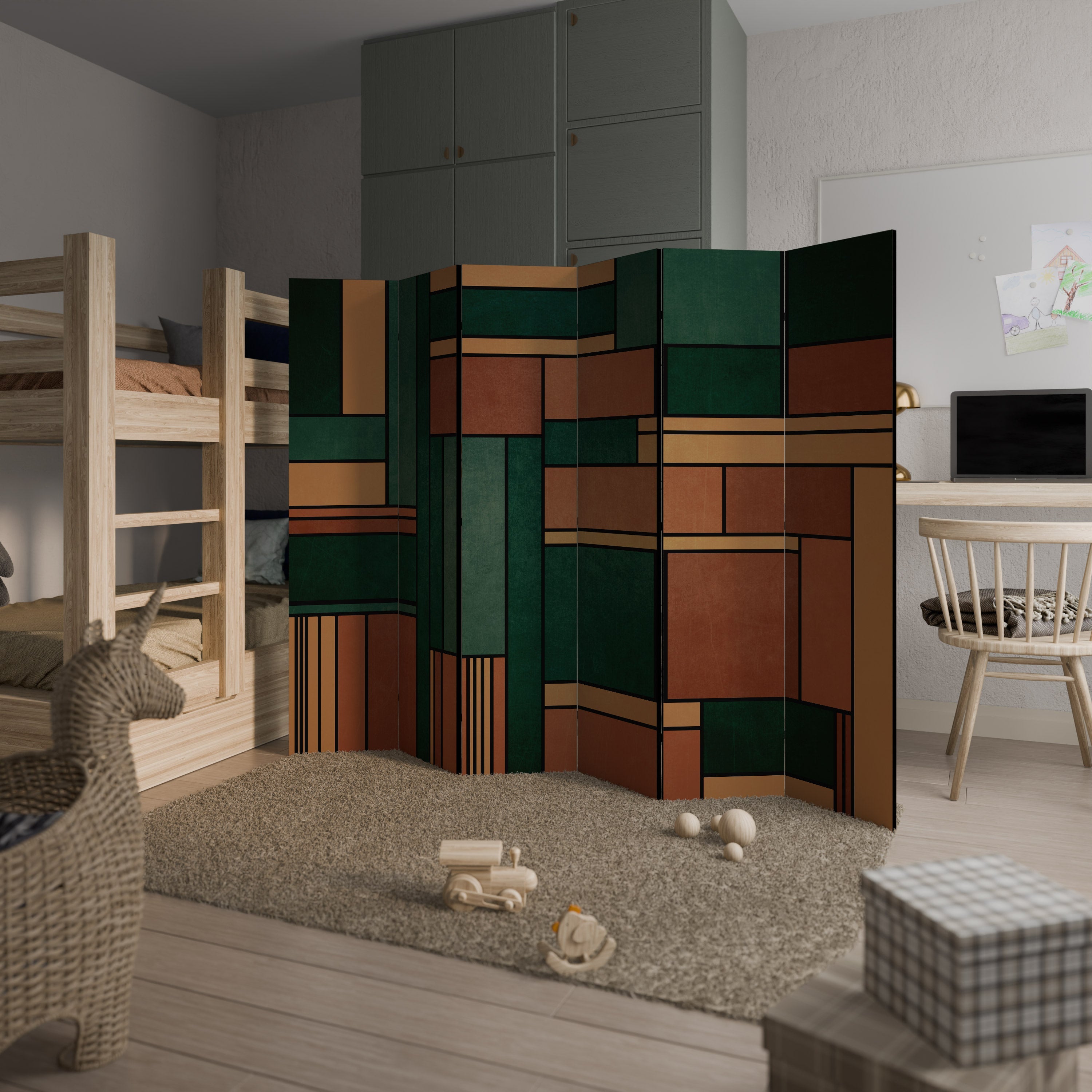 EARTHY FIGURES Biombo Decorativo de 6 Painéis