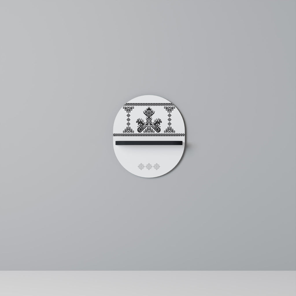 MYTHIC STITCH Prateleira Oval Decorativa em Acabamento Preto