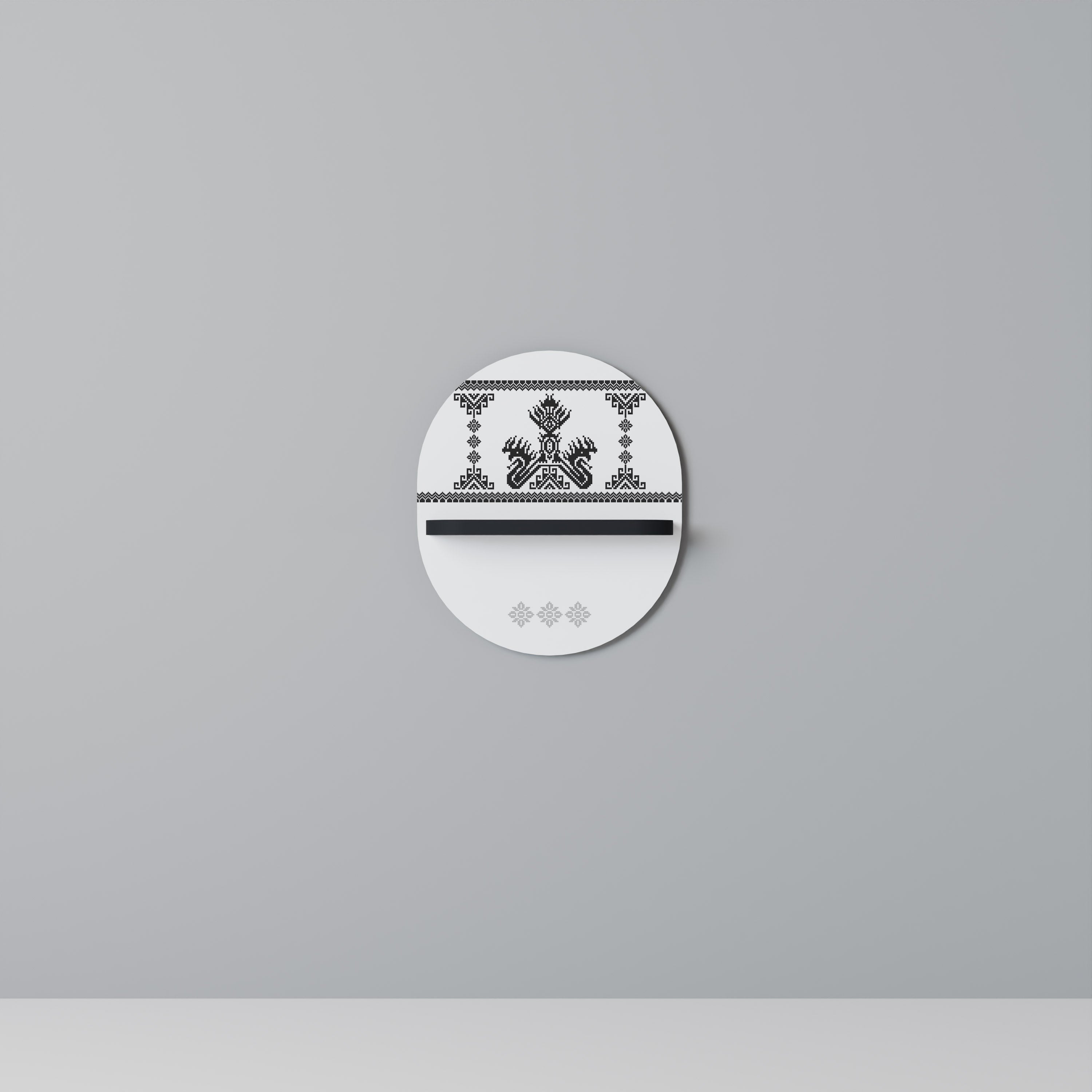 MYTHIC STITCH Prateleira Oval Decorativa em Acabamento Preto