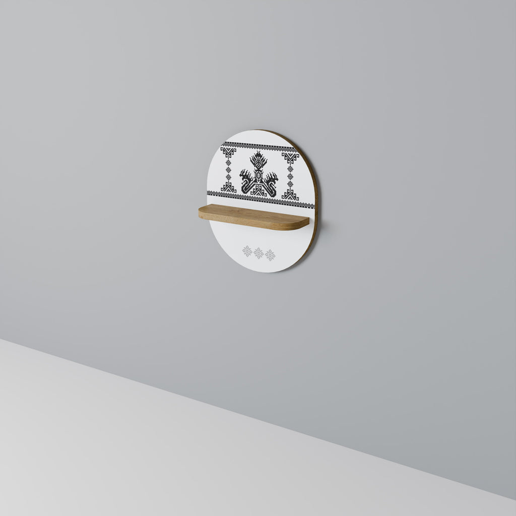 MYTHIC STITCH Prateleira Oval Decorativa em Efeito Carvalho