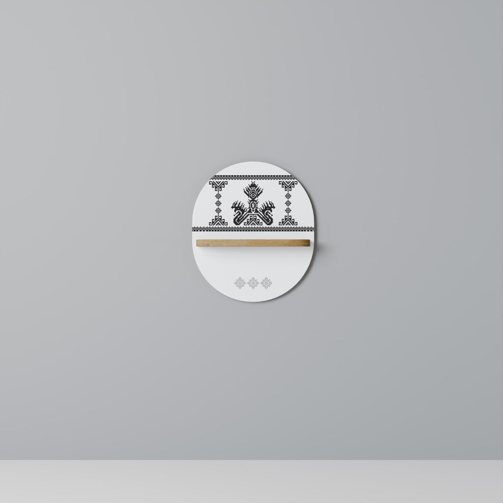 MYTHIC STITCH Prateleira Oval Decorativa em Efeito Carvalho