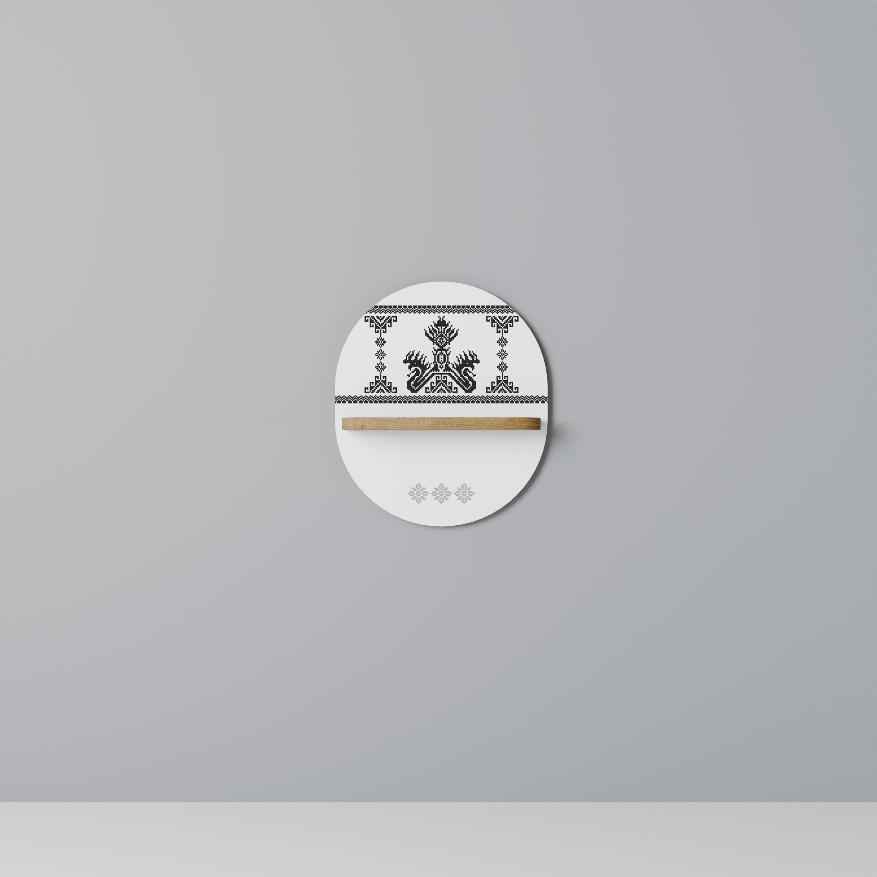 MYTHIC STITCH Prateleira Oval Decorativa em Efeito Carvalho