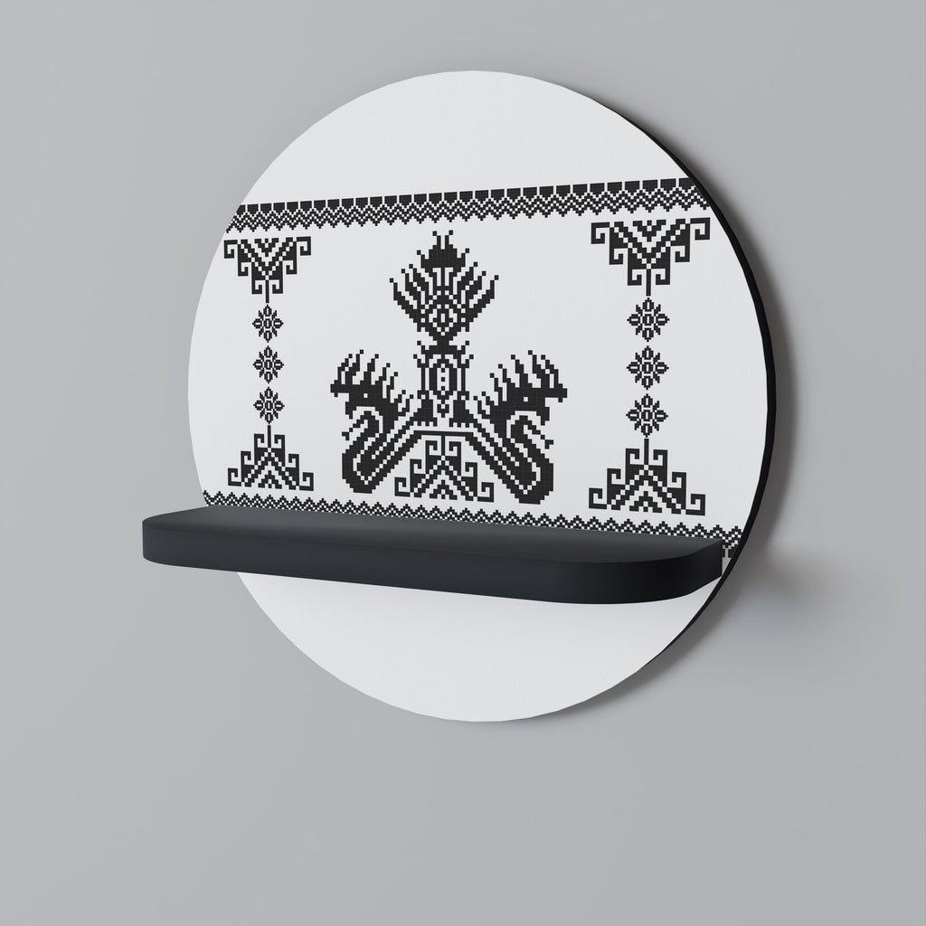 MYTHIC STITCH Prateleira Redonda Decorativa em Acabamento Preto