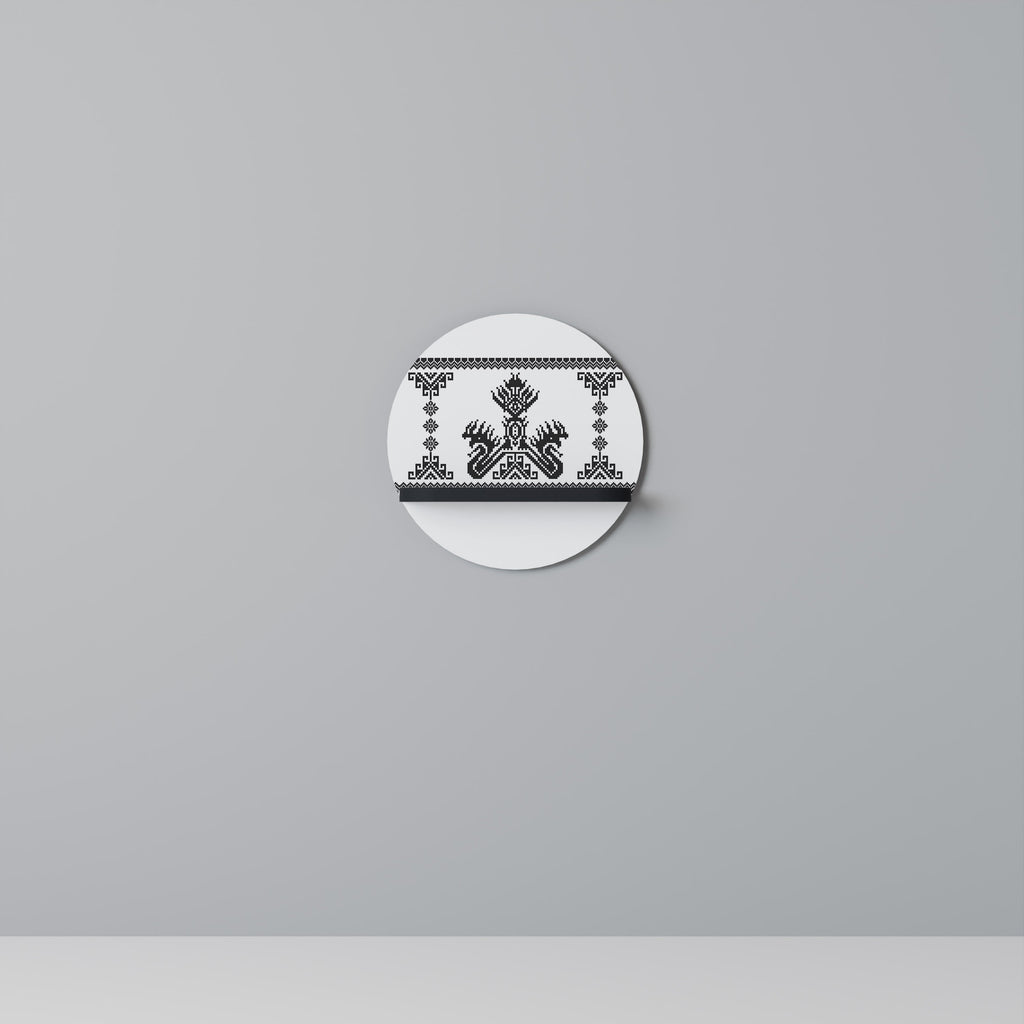 MYTHIC STITCH Prateleira Redonda Decorativa em Acabamento Preto