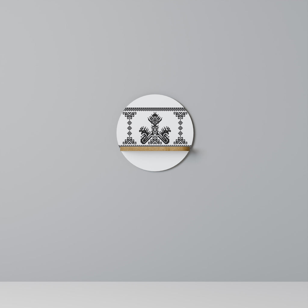 MYTHIC STITCH Prateleira Redonda Decorativa em Efeito Carvalho