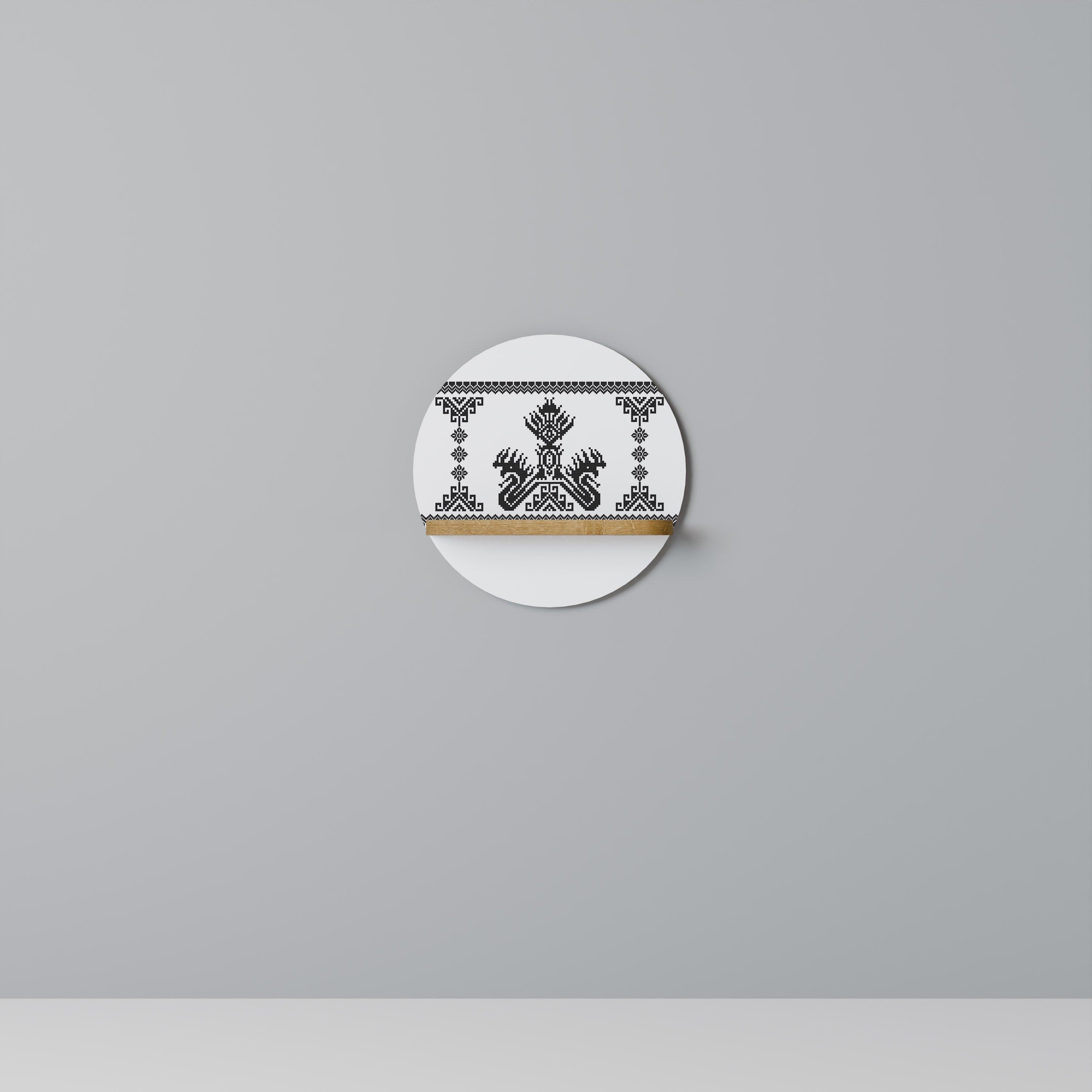 MYTHIC STITCH Prateleira Redonda Decorativa em Efeito Carvalho