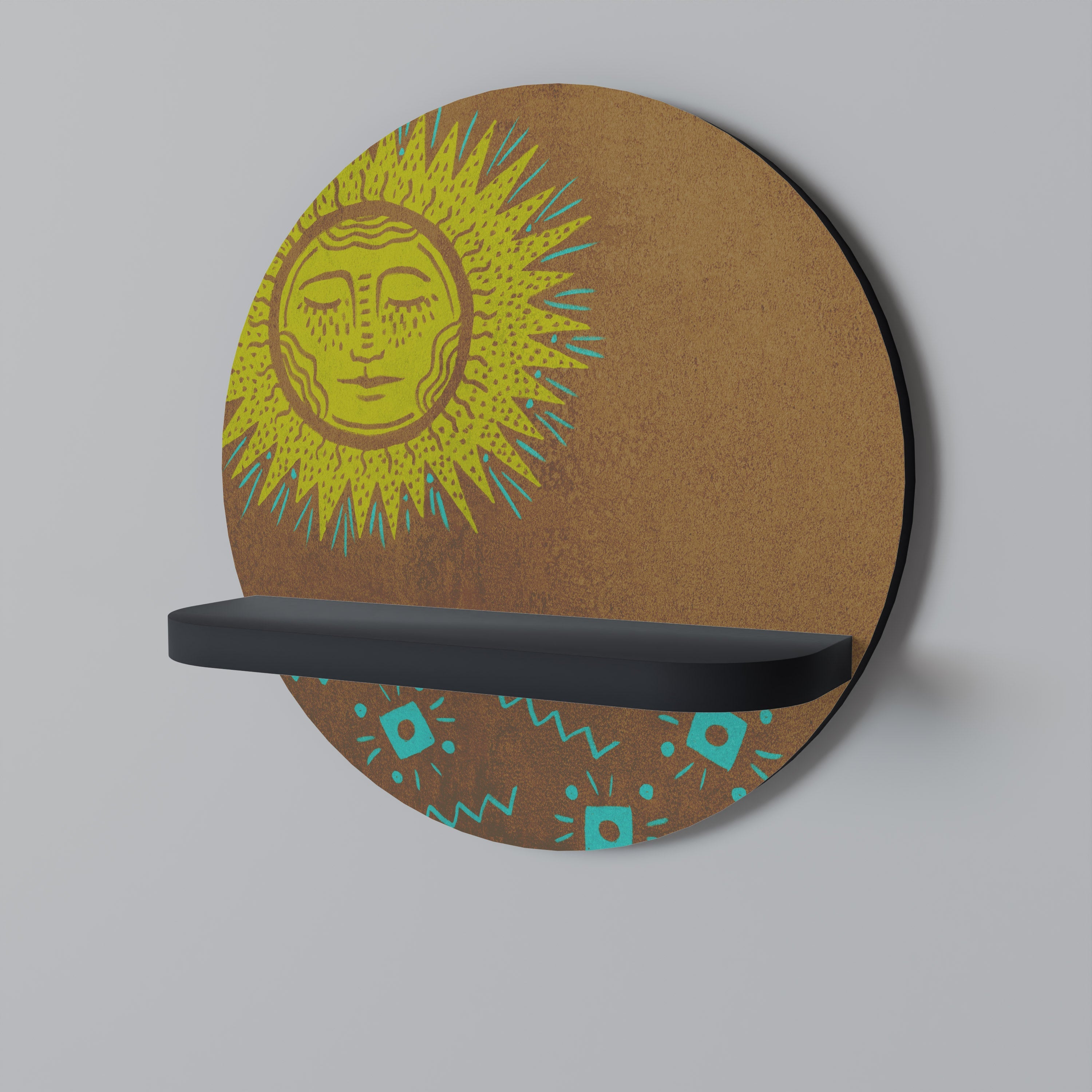 SUNSHINE PRAISE Prateleira Redonda Decorativa em Acabamento Preto