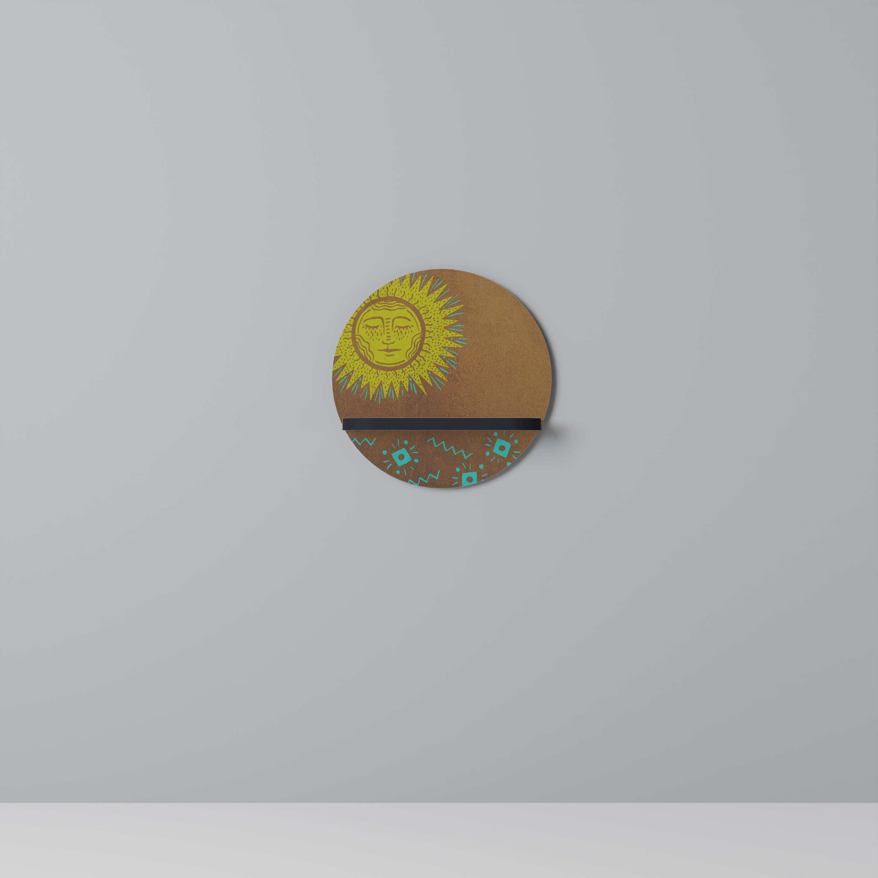 SUNSHINE PRAISE Prateleira Redonda Decorativa em Acabamento Preto