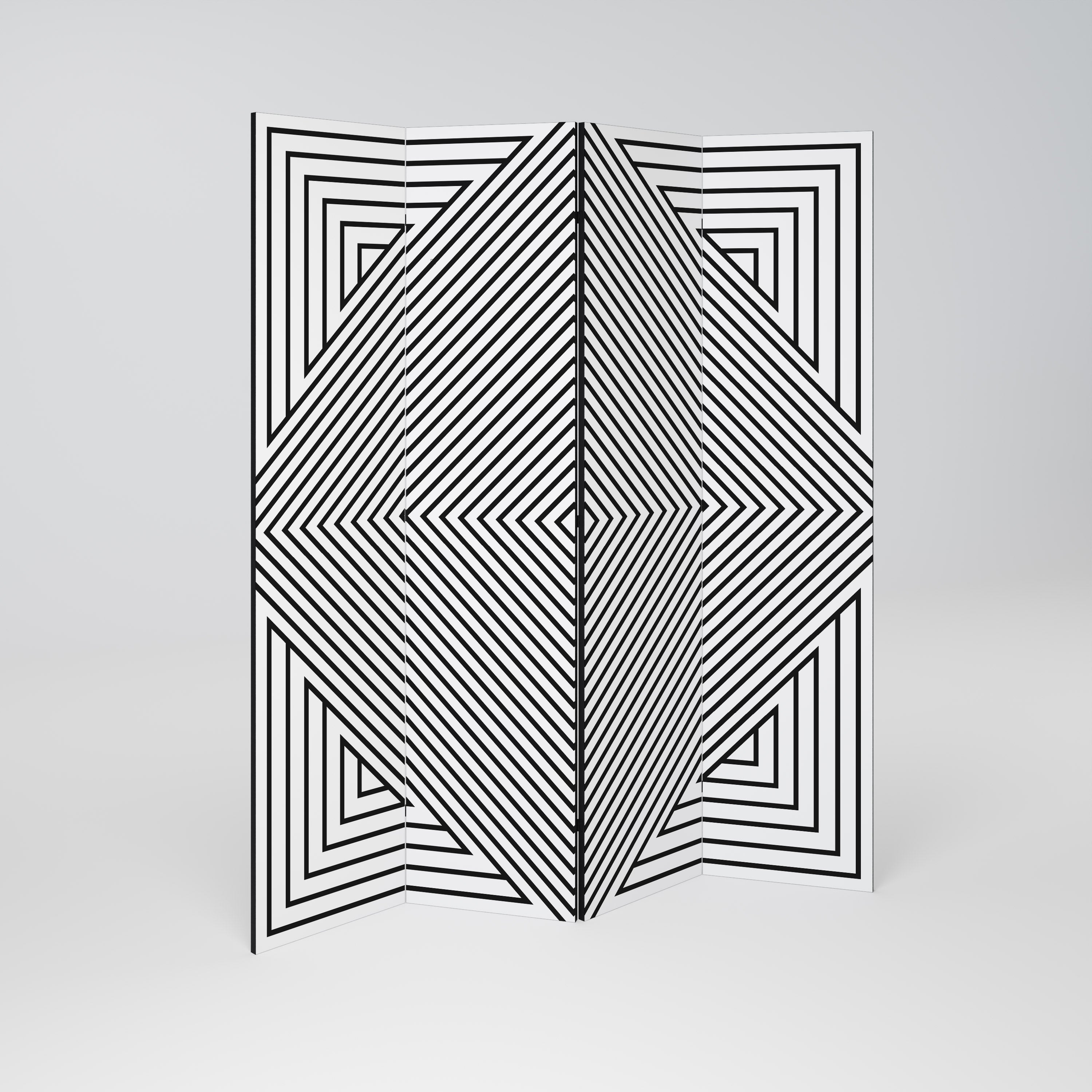 POLYGON ILLUSION Biombo Decorativo de 4 Painéis