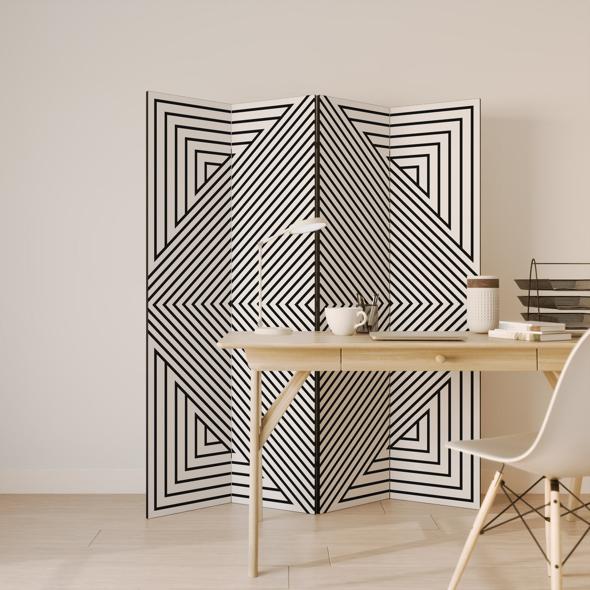 POLYGON ILLUSION Biombo de 4 Painéis