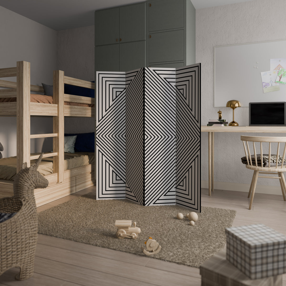 POLYGON ILLUSION Biombo de 4 Painéis