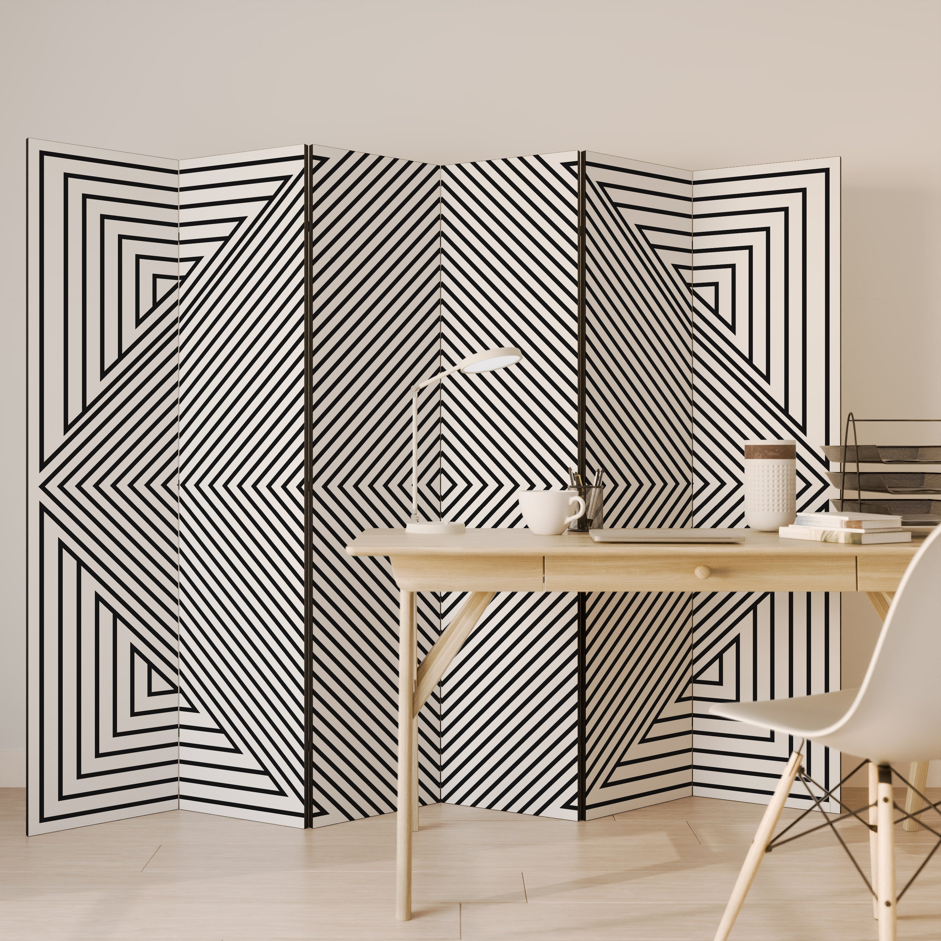 POLYGON ILLUSION Biombo de 6 Painéis