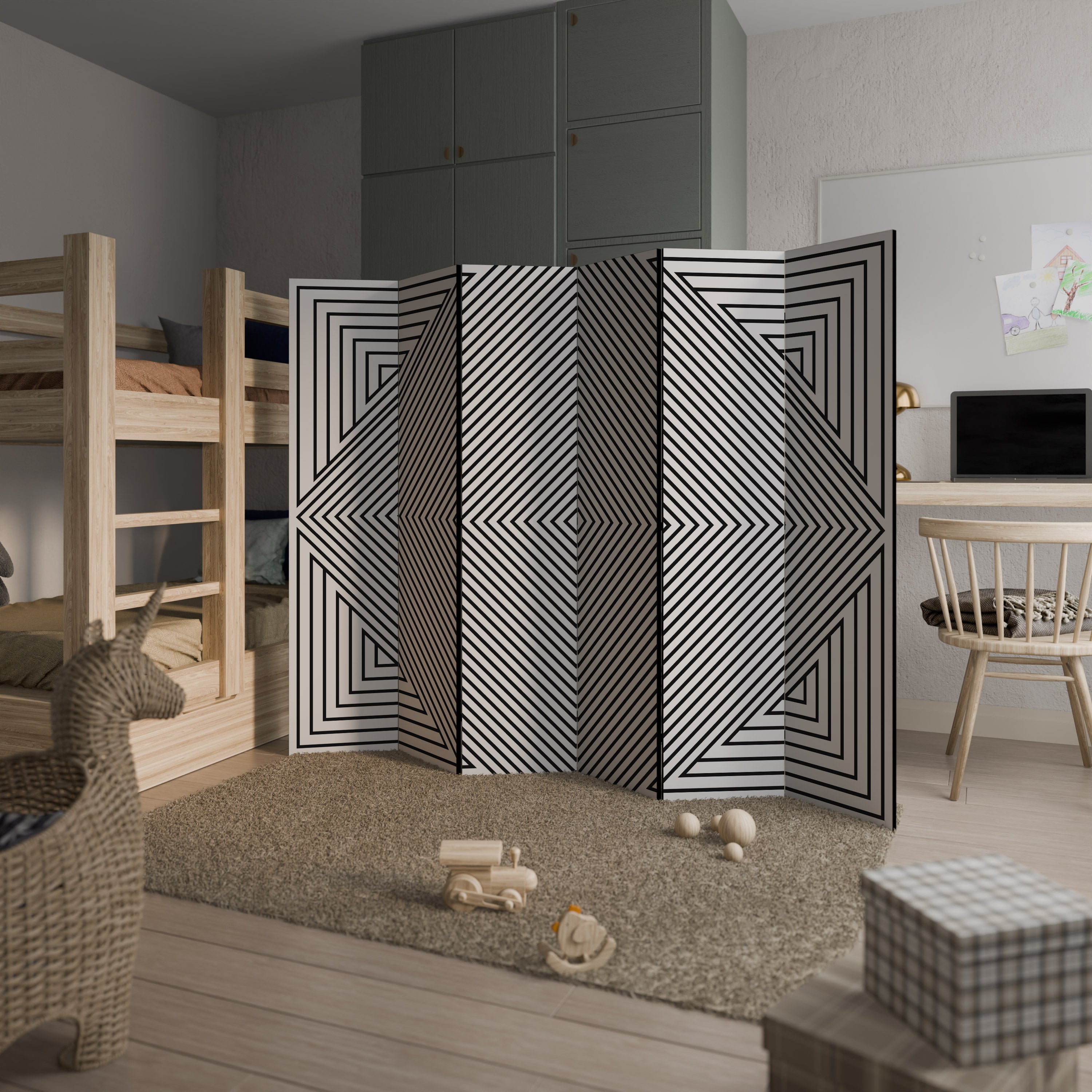 POLYGON ILLUSION Biombo de 6 Painéis