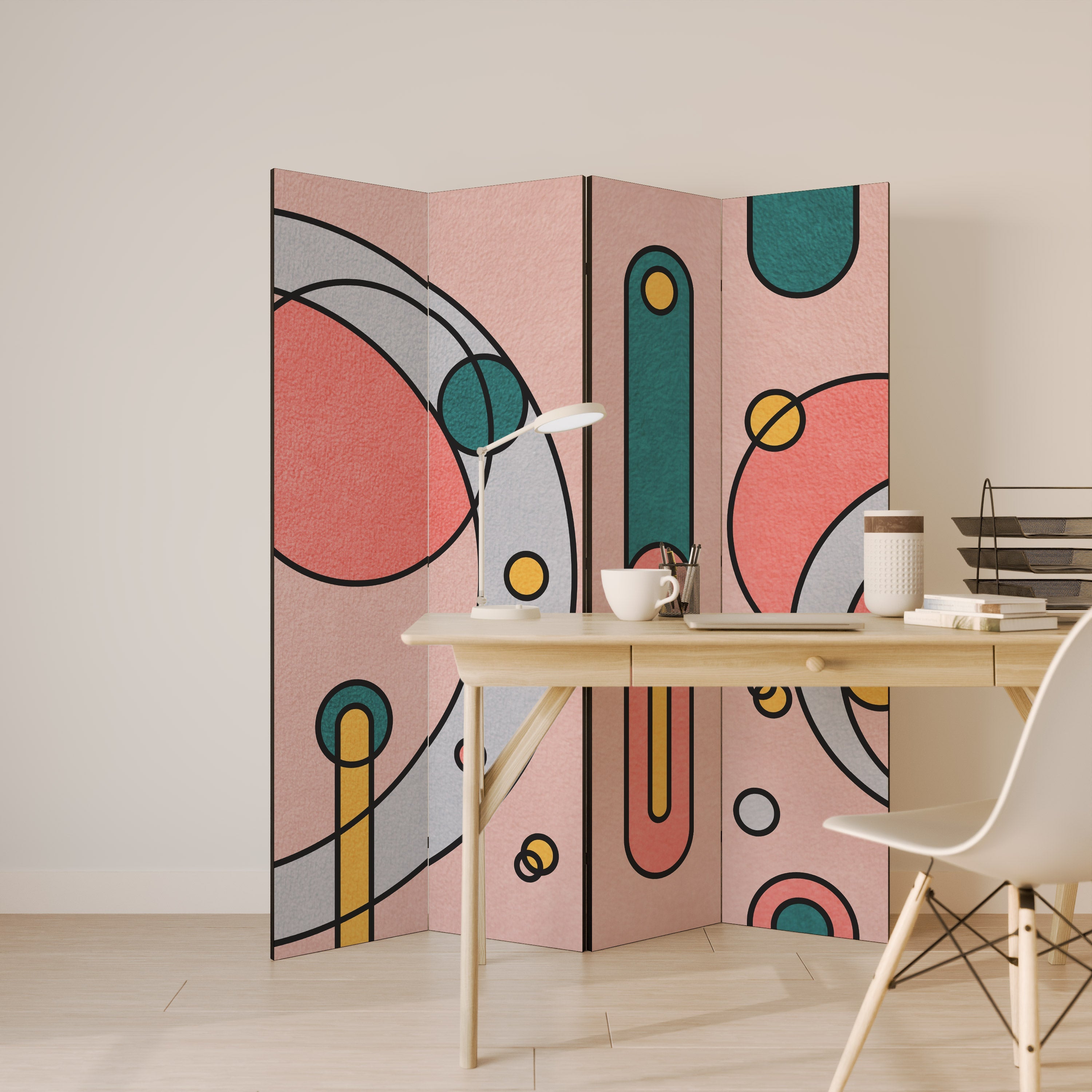 GOSSAMER ECHOES Biombo Decorativo de 4 Painéis