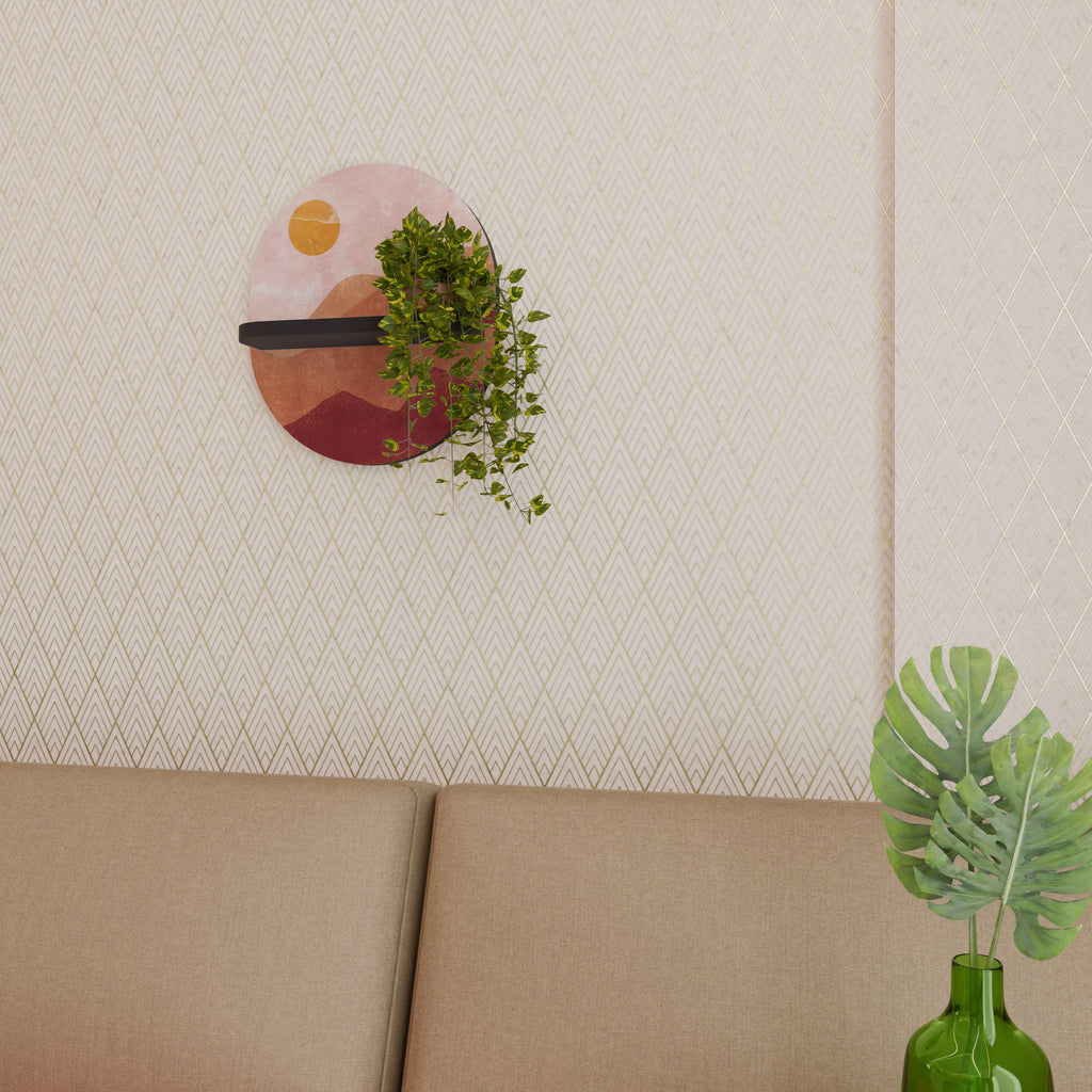 LUMINOUS SUNLIGHT Prateleira Oval Decorativa em Acabamento Preto