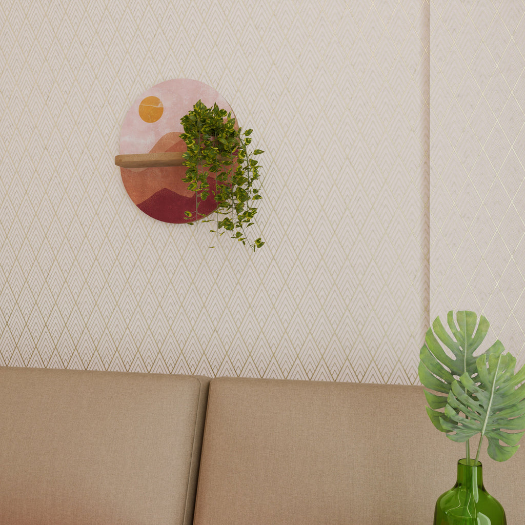 LUMINOUS SUNLIGHT Prateleira Oval Decorativa em Efeito Carvalho